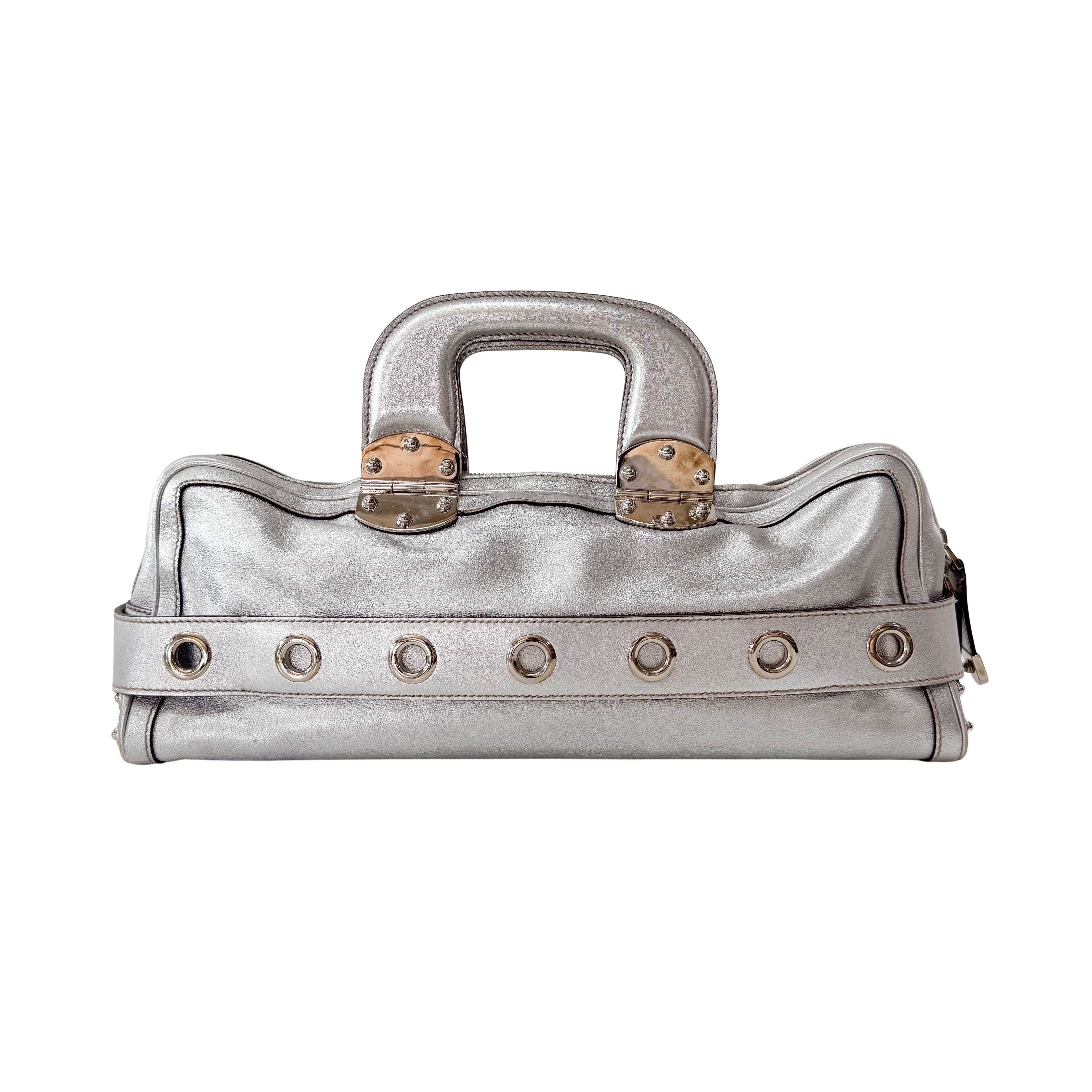 Metallic Silver Leather Bag