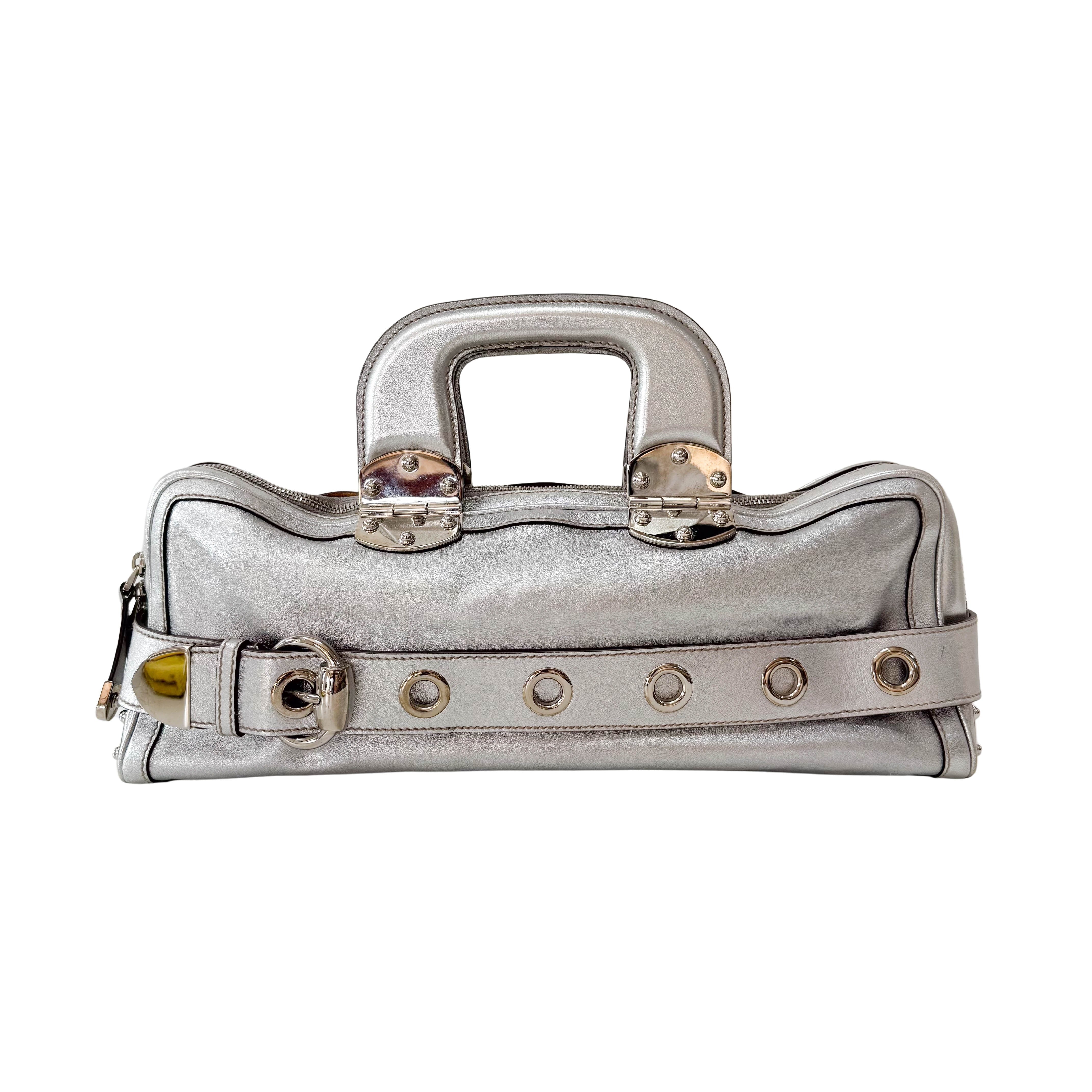 Metallic Silver Leather Bag