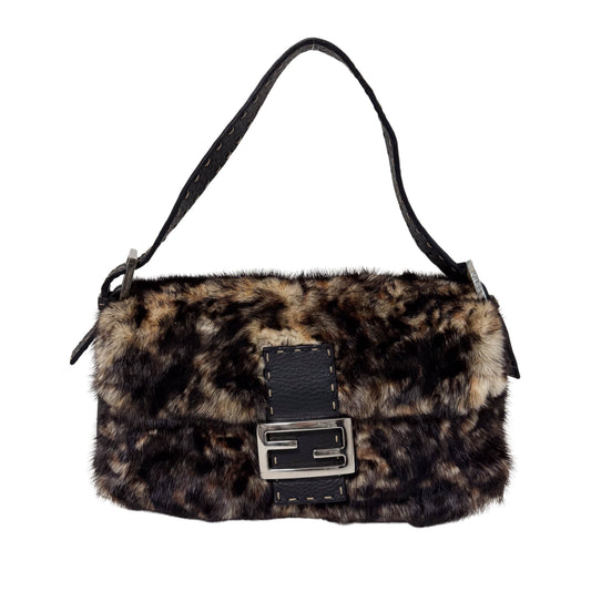 Baguette Brown Fur Selleria Shoulder Bag