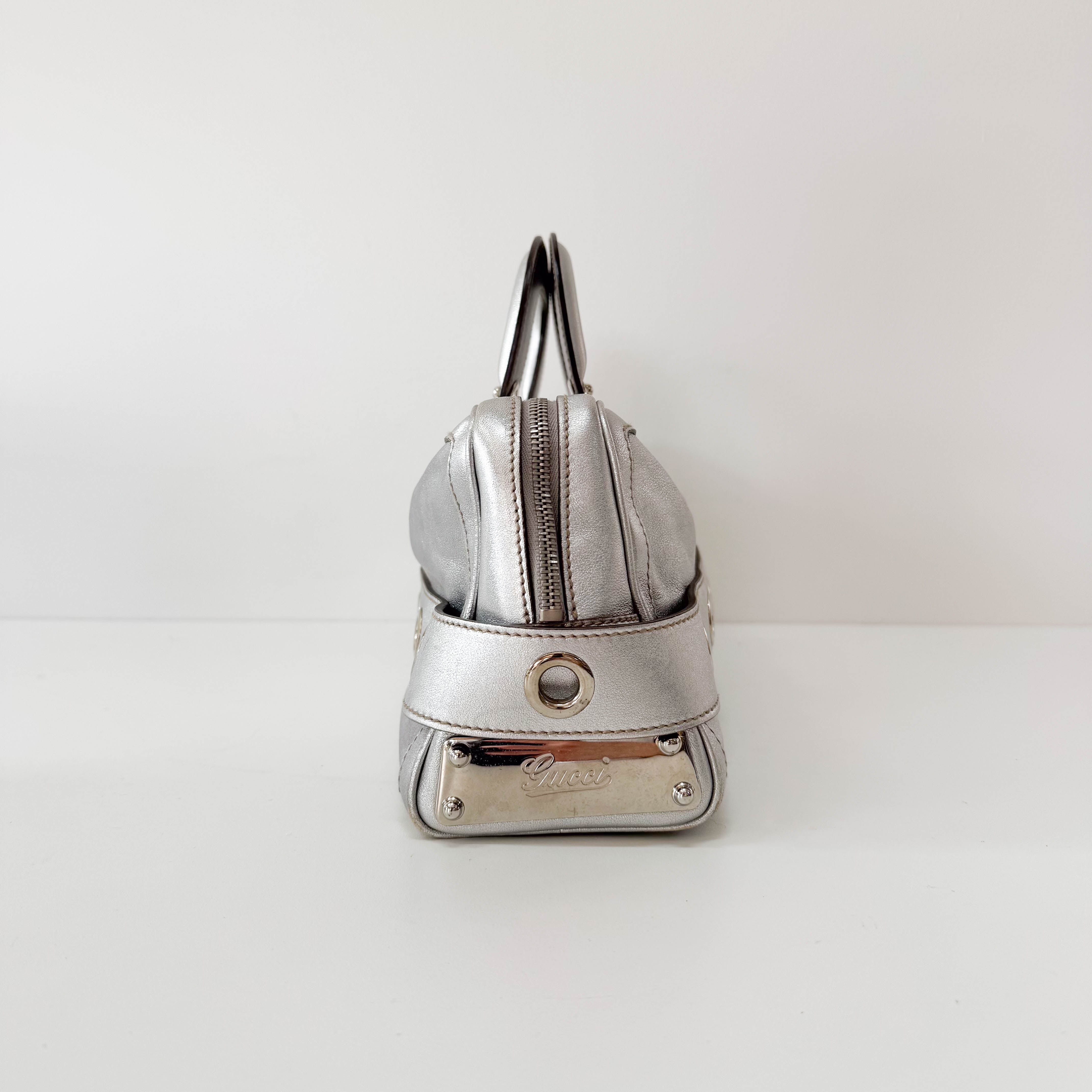 Metallic Silver Leather Bag