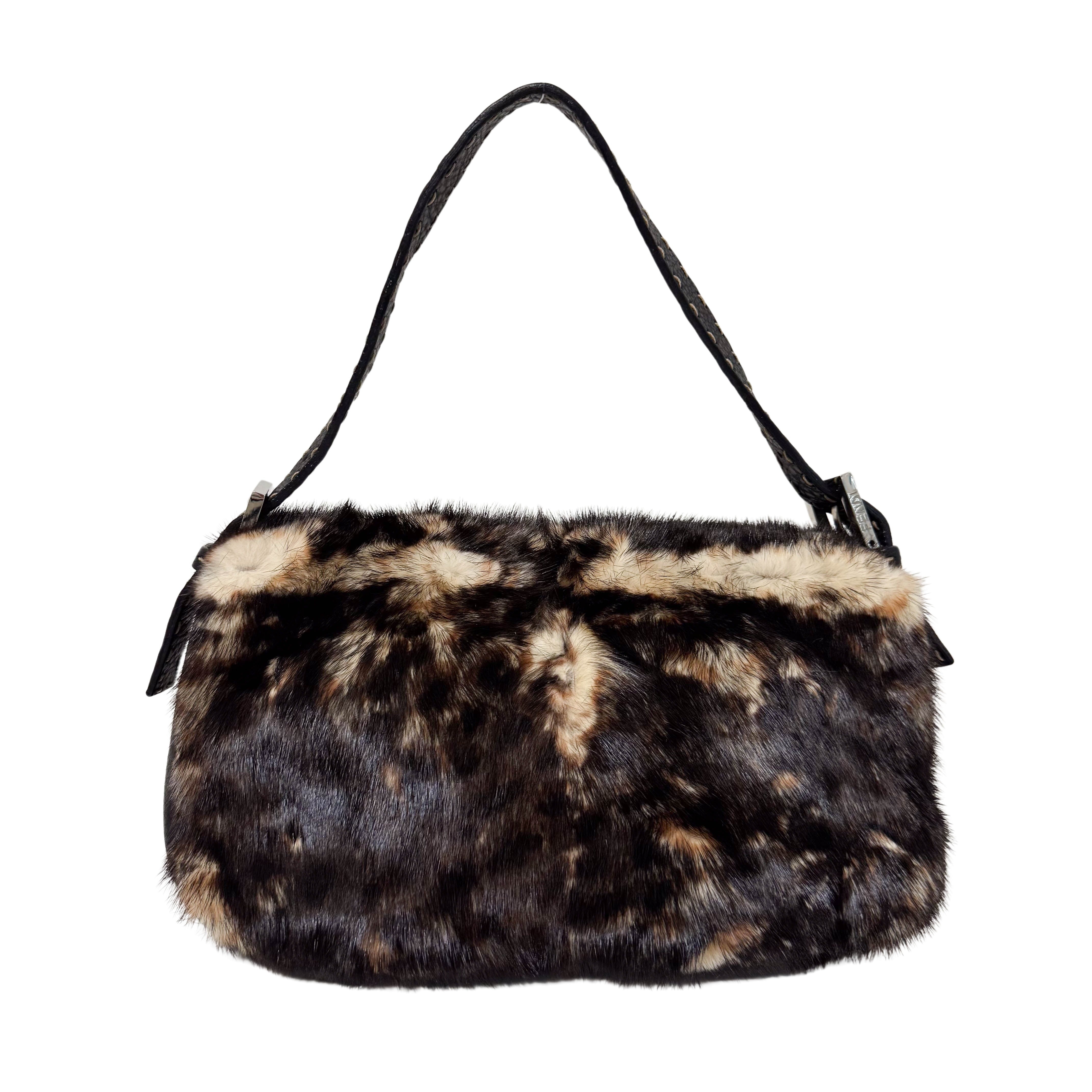 Baguette Brown Fur Selleria Shoulder Bag
