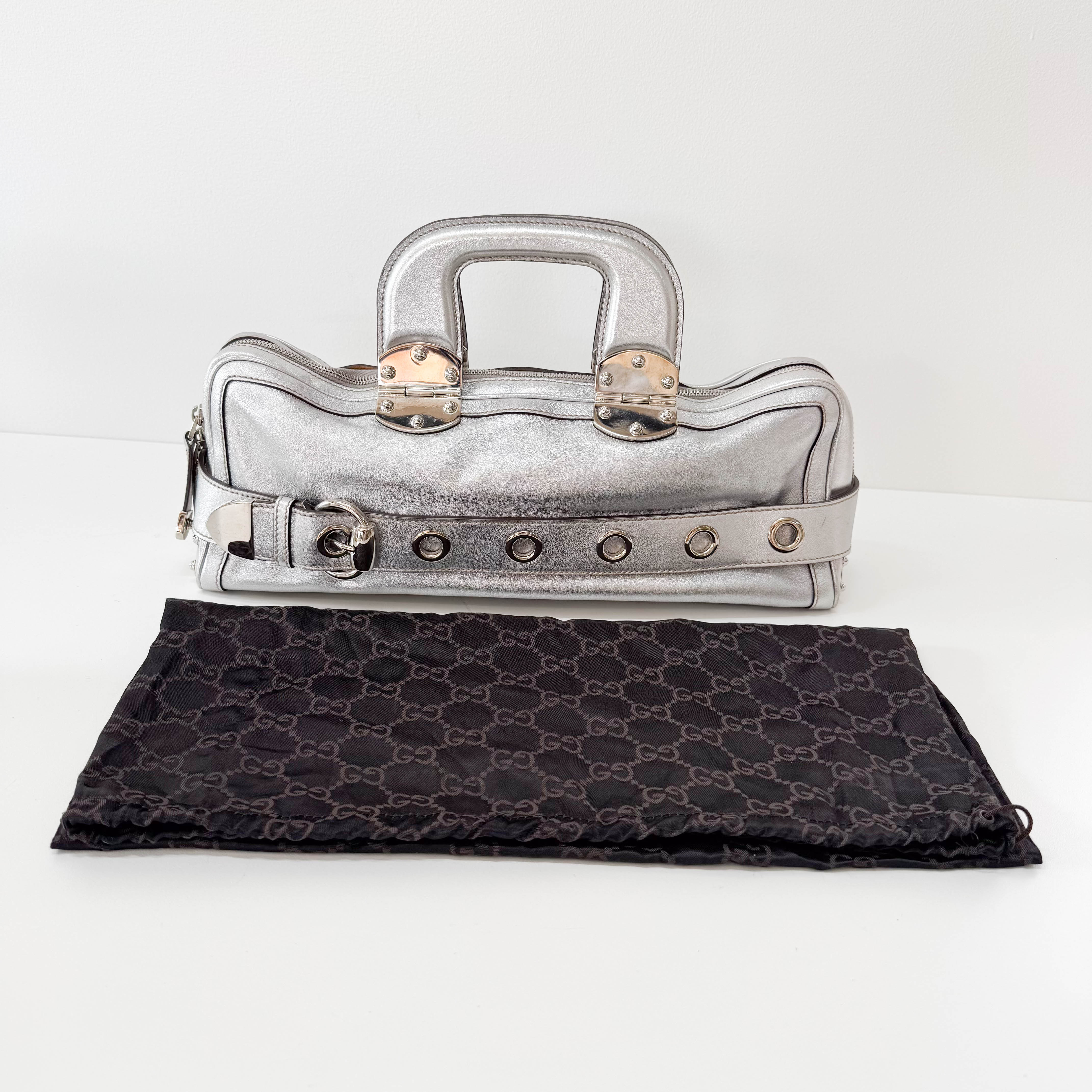 Metallic Silver Leather Bag