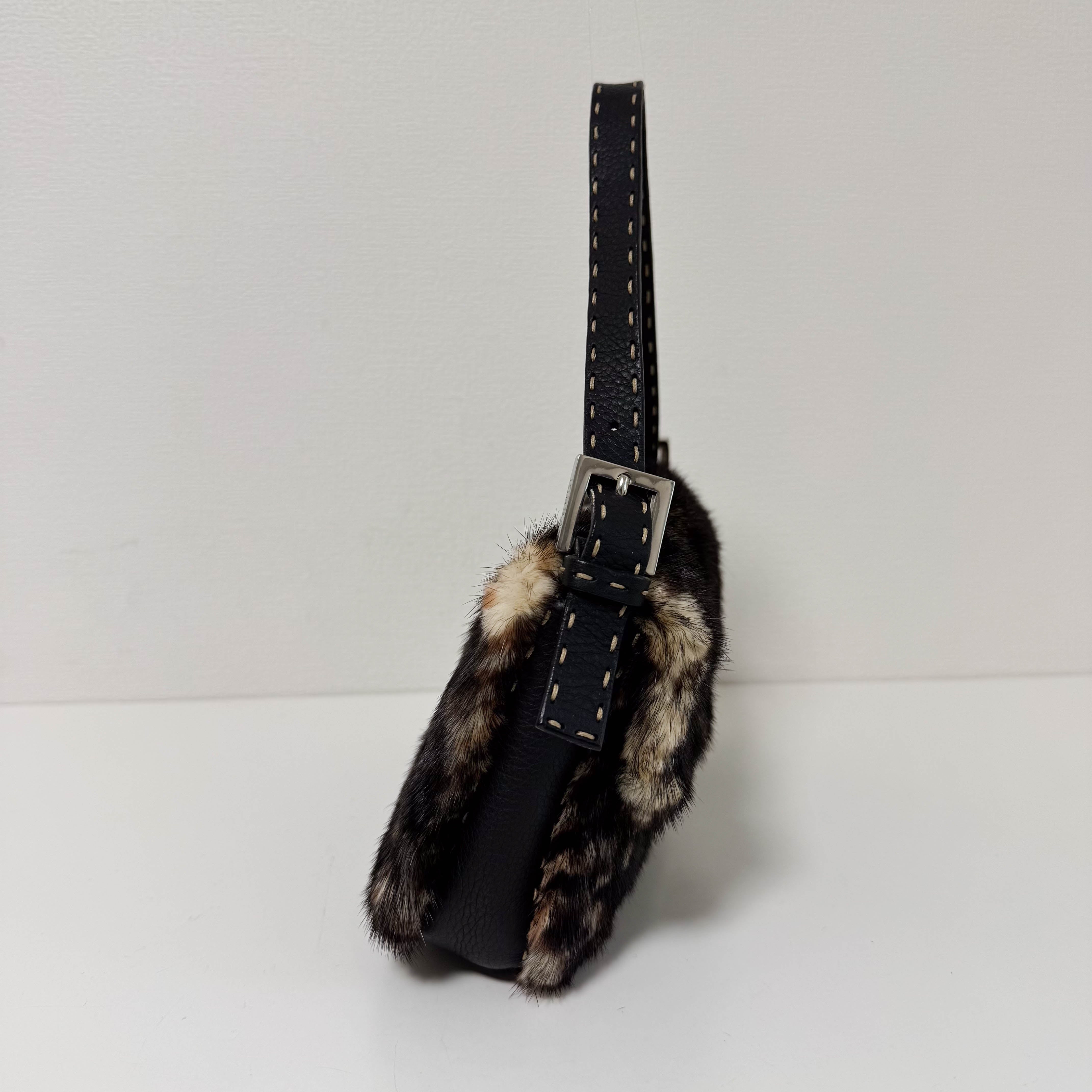 Baguette Brown Fur Selleria Shoulder Bag