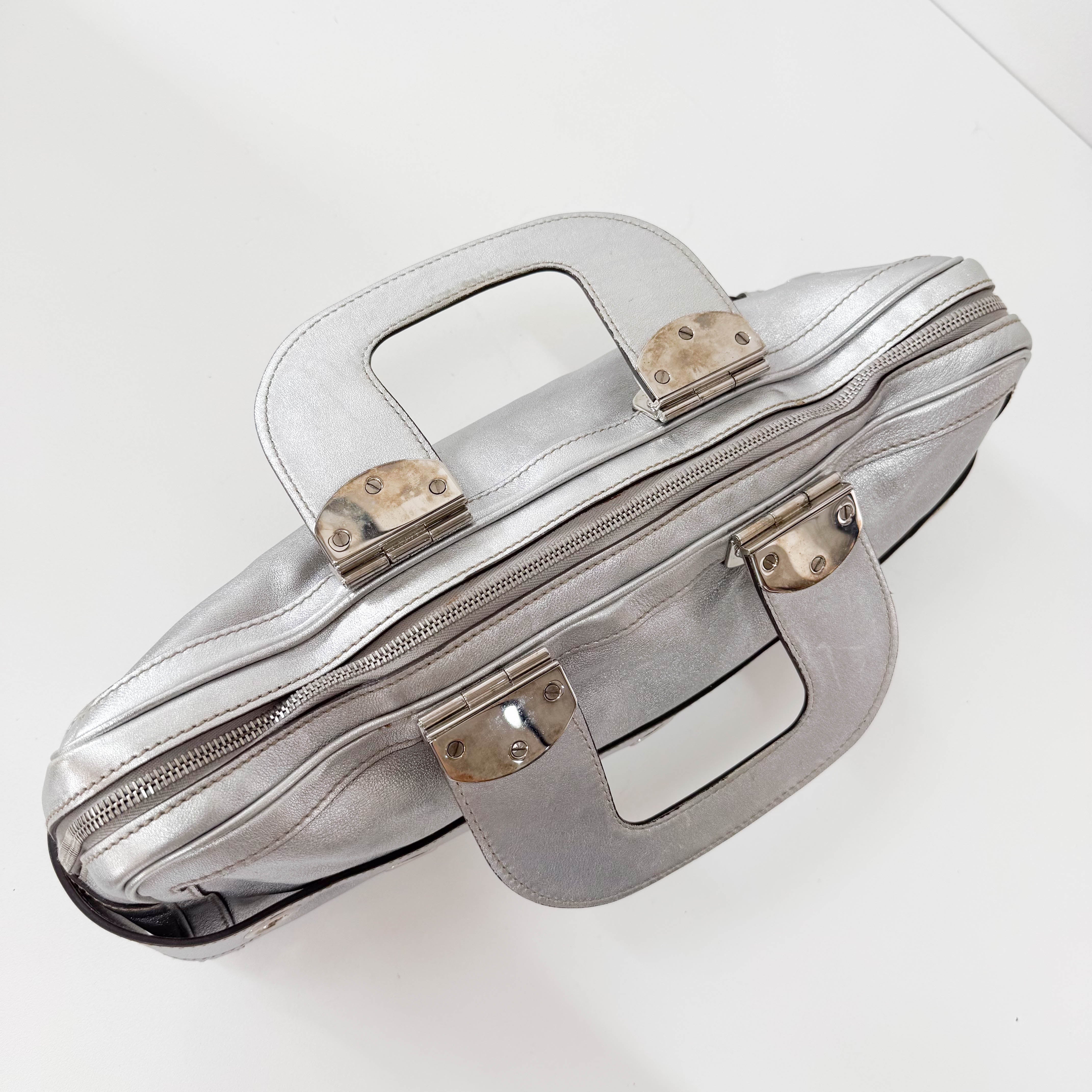 Metallic Silver Leather Bag