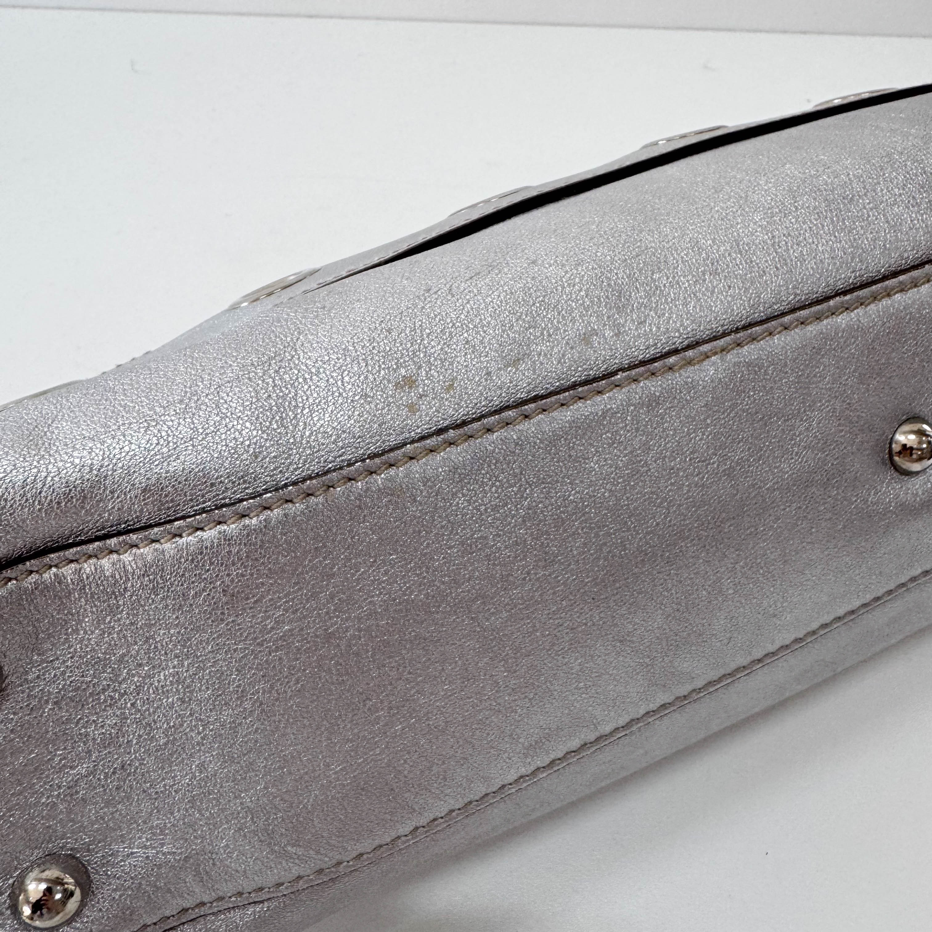 Metallic Silver Leather Bag
