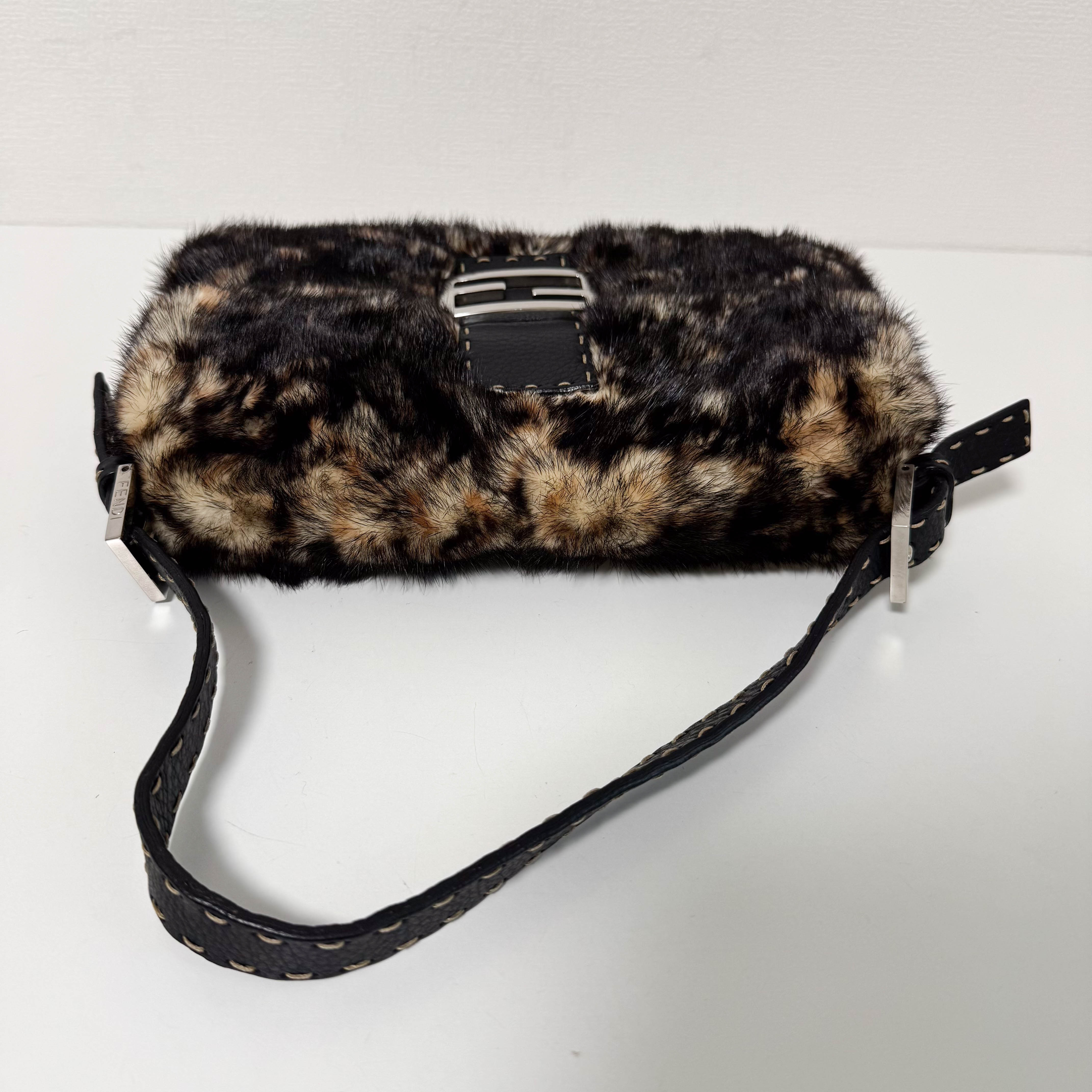 Baguette Brown Fur Selleria Shoulder Bag