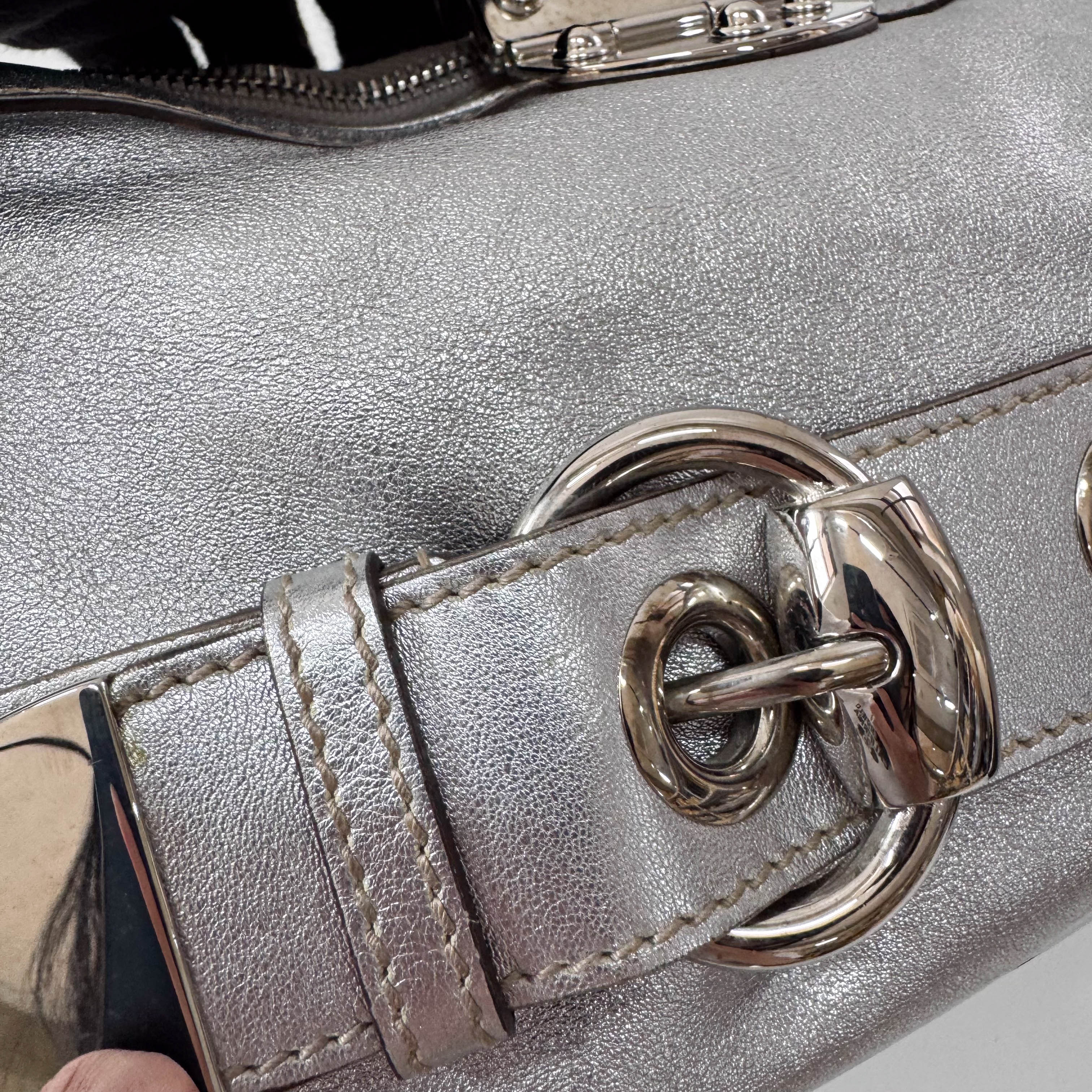 Metallic Silver Leather Bag