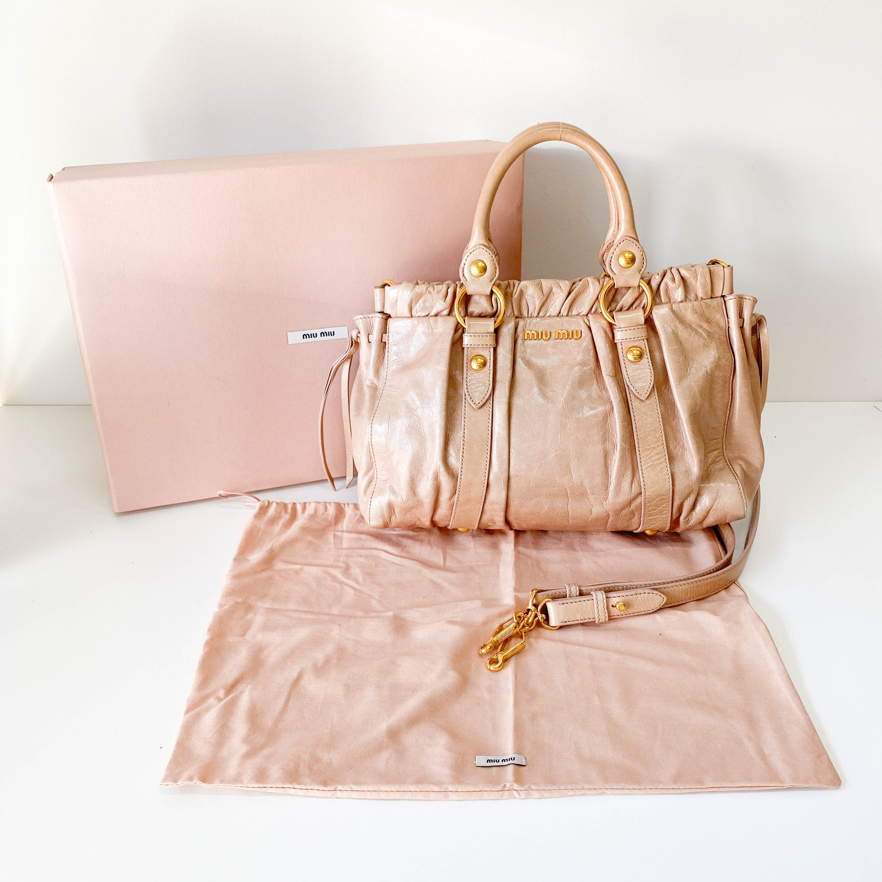 Vitello Pink Leather Two Way Bag