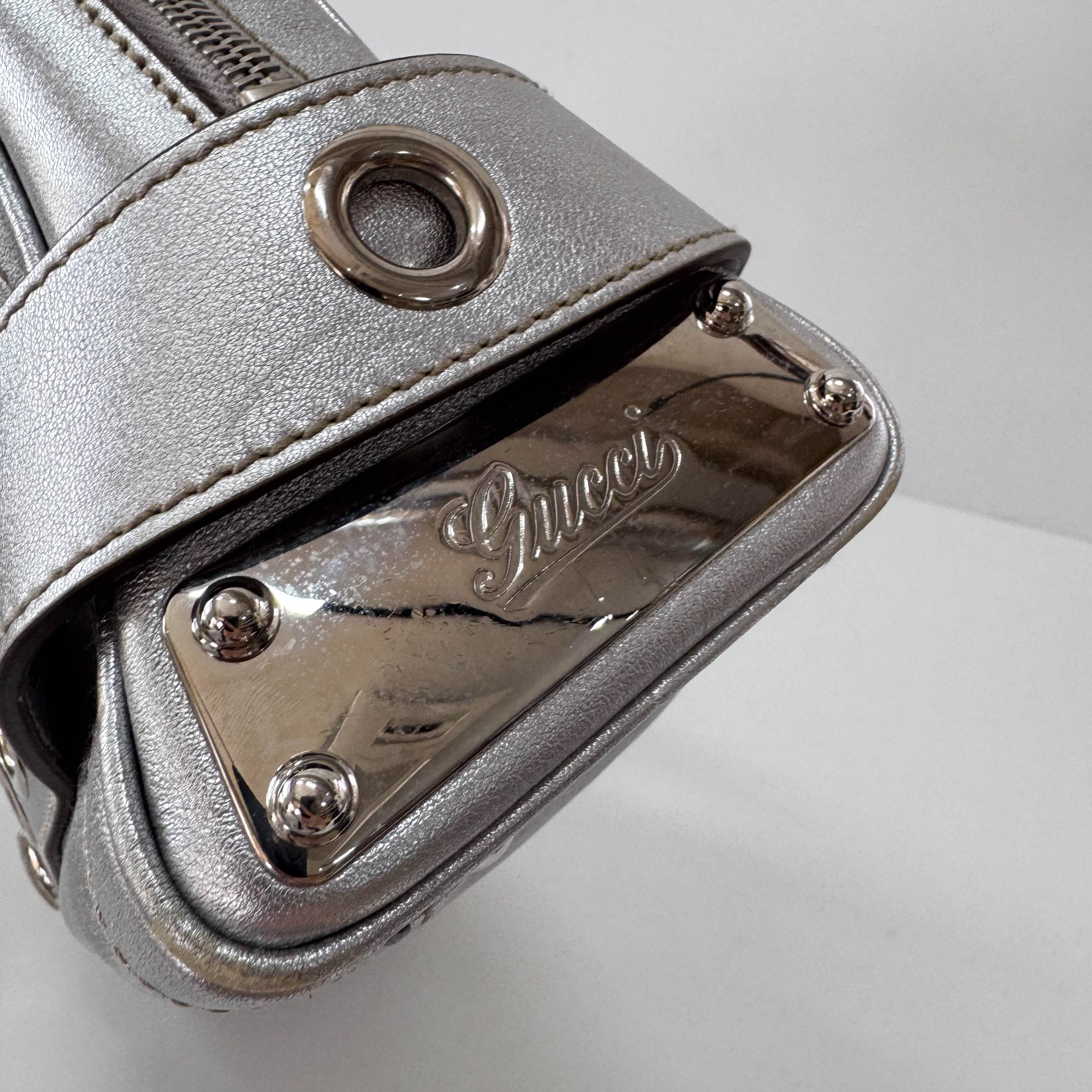 Metallic Silver Leather Bag