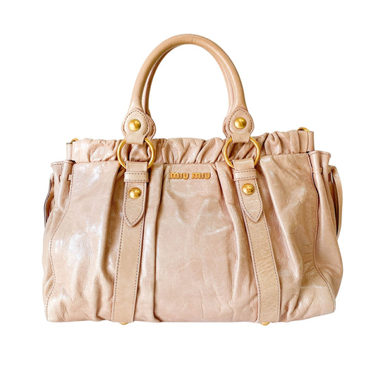 Vitello Pink Leather Two Way Bag