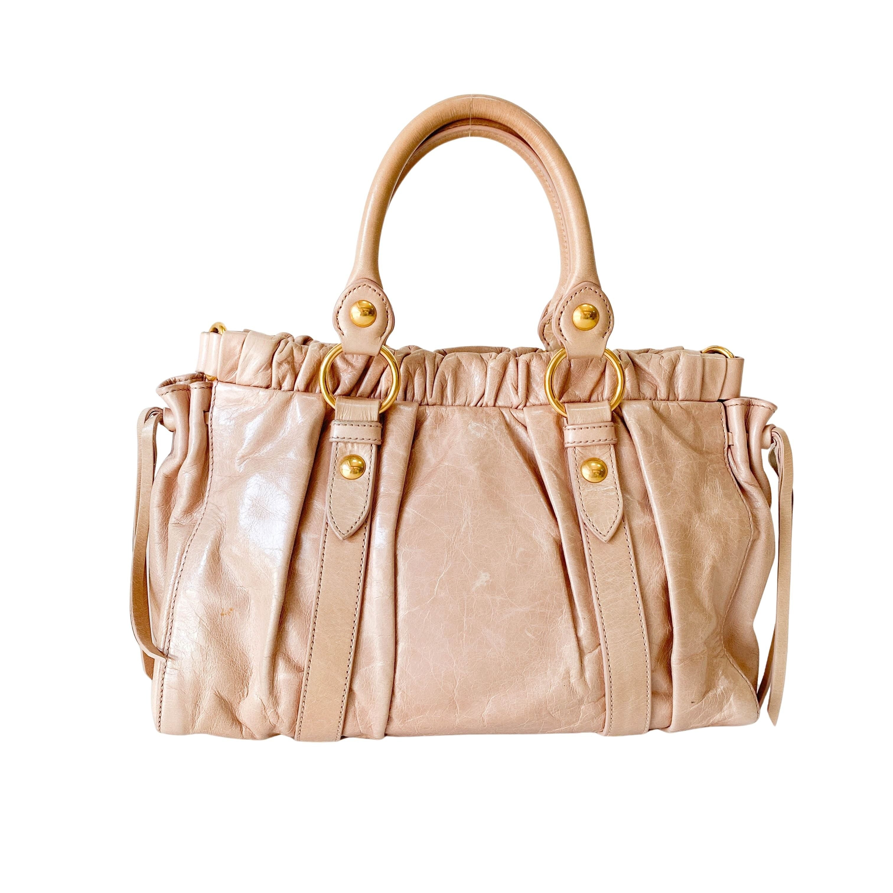 Vitello Pink Leather Two Way Bag