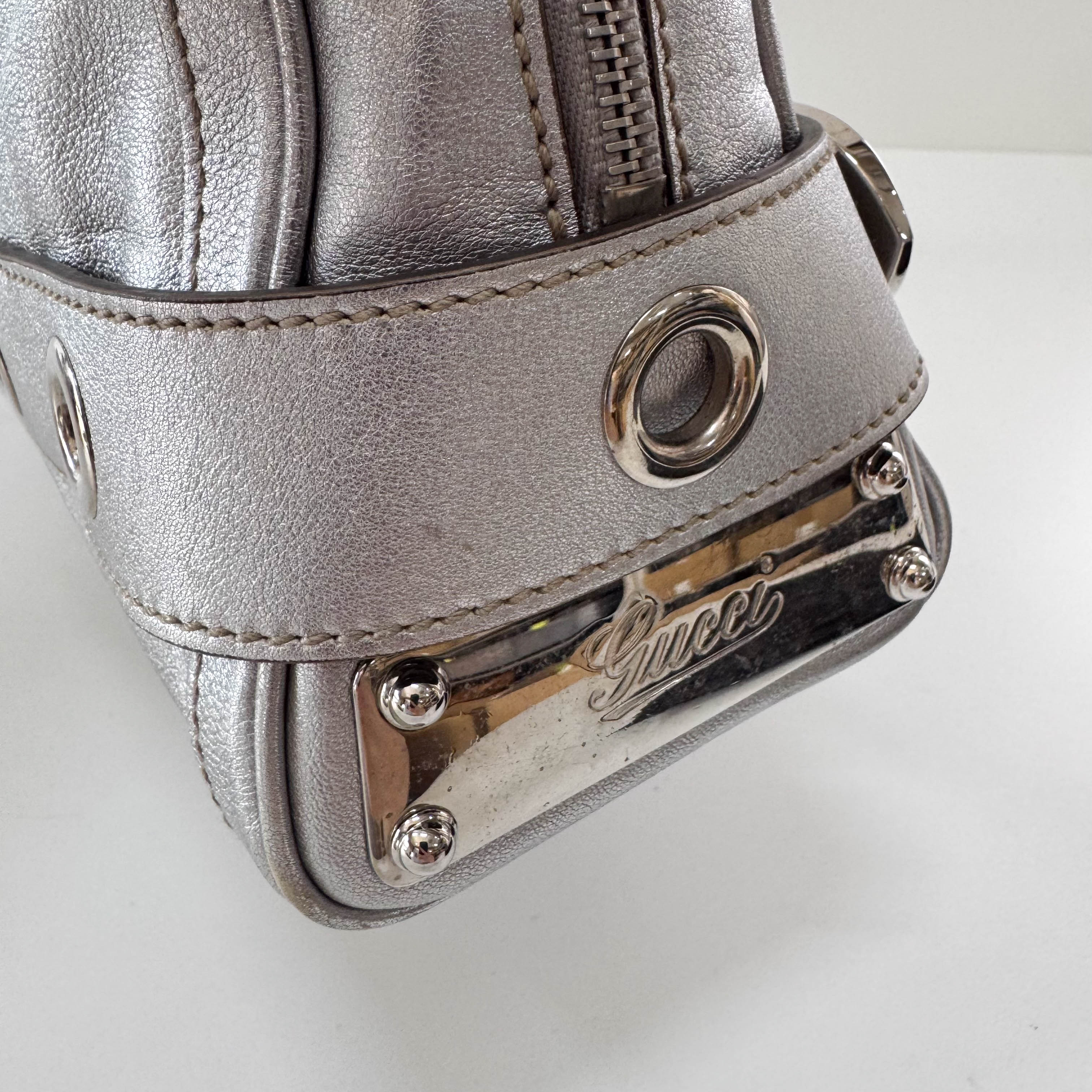 Metallic Silver Leather Bag