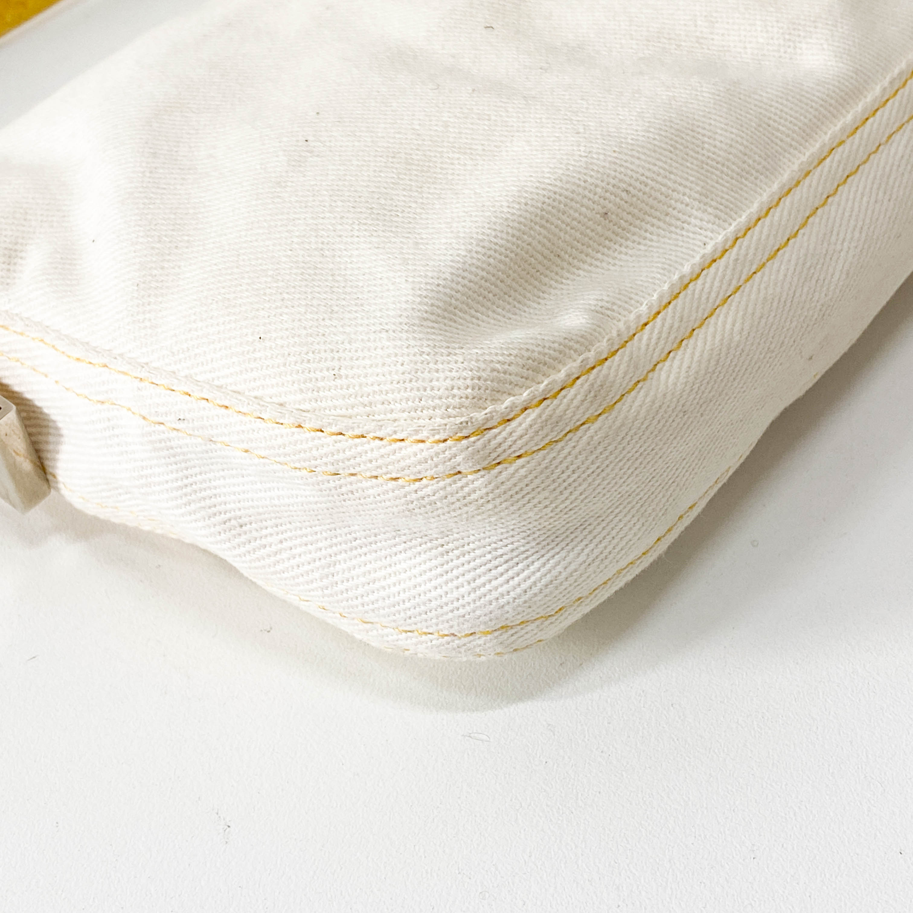 Baguette Cotton Canvas & Yellow Leather Shoulder Bag