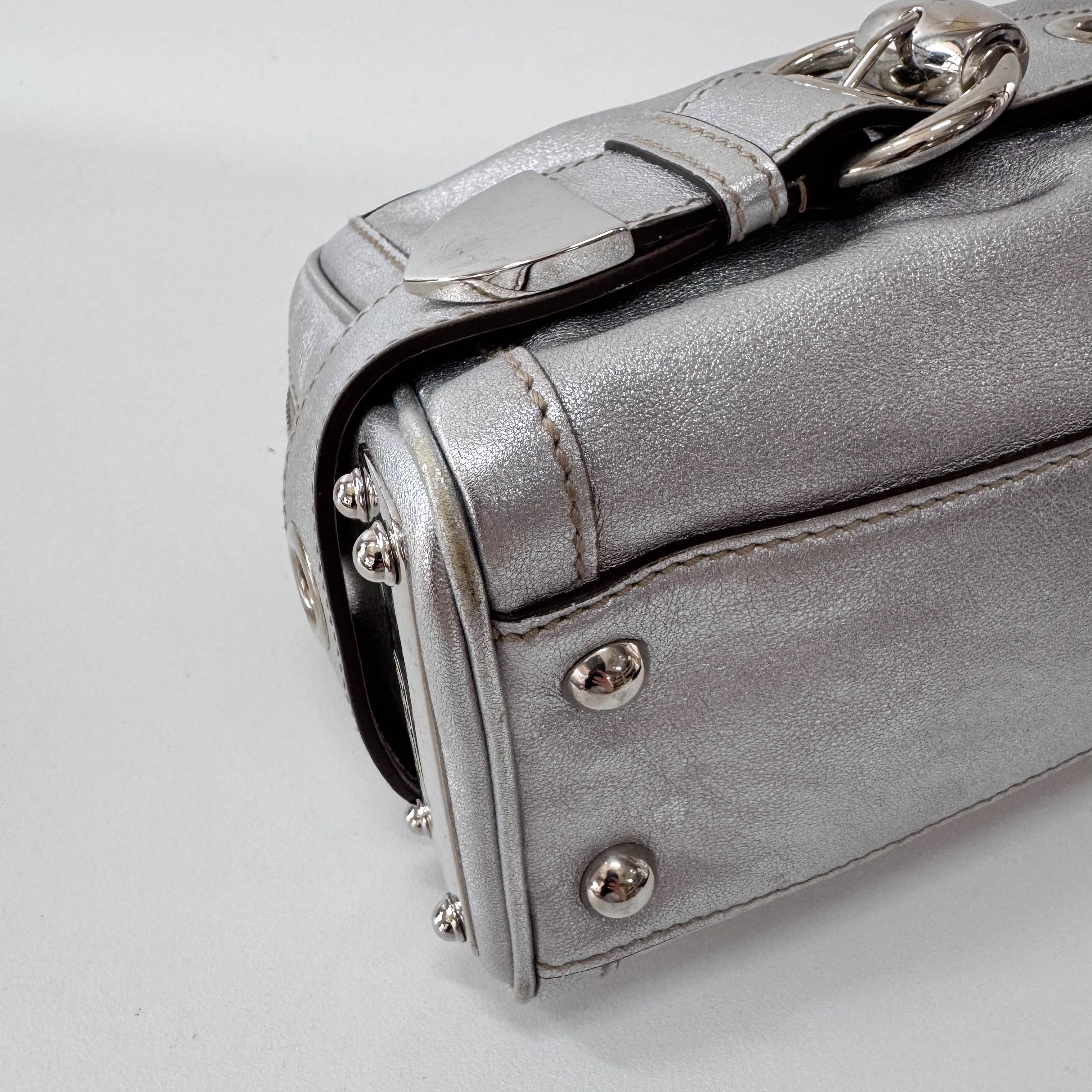 Metallic Silver Leather Bag