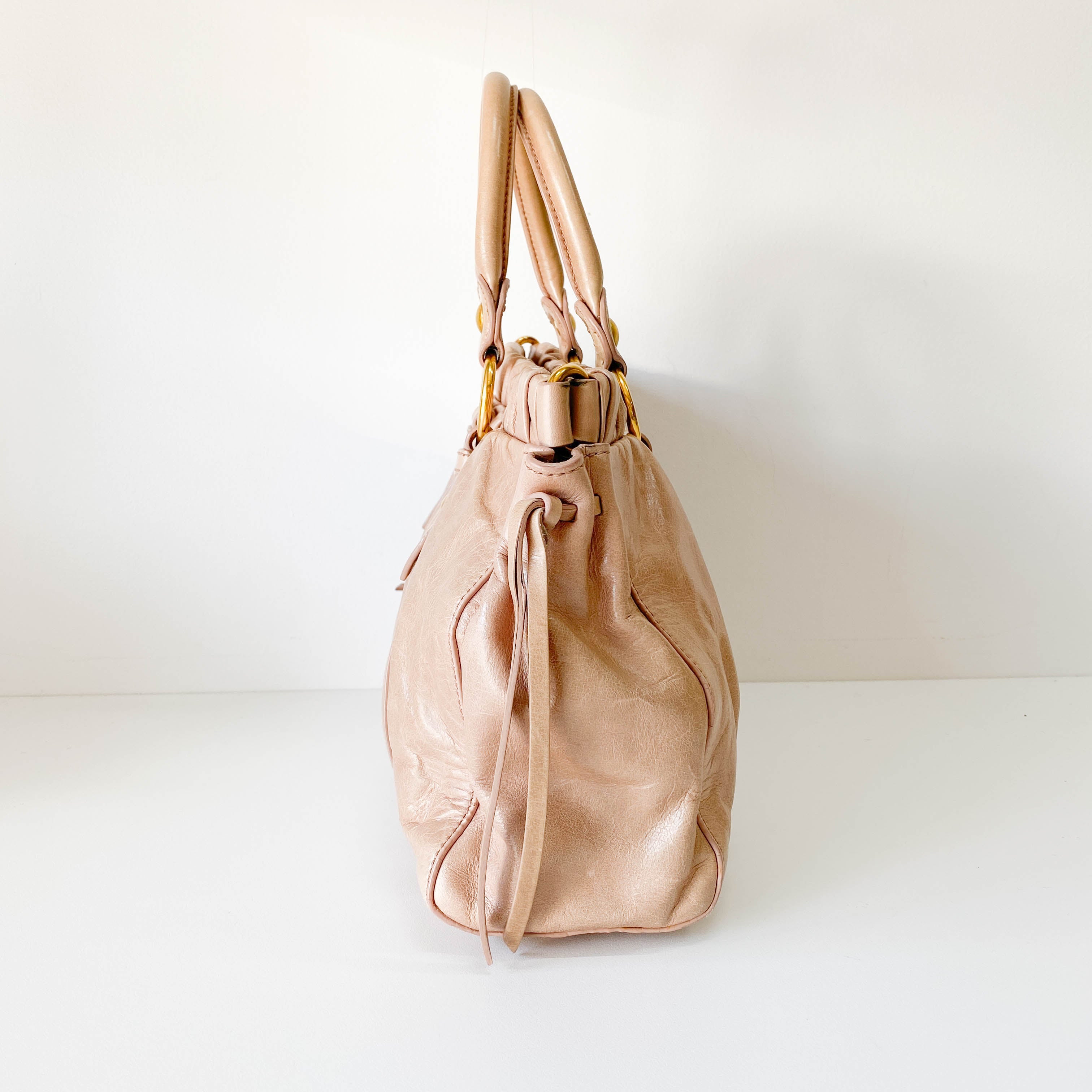Vitello Pink Leather Two Way Bag
