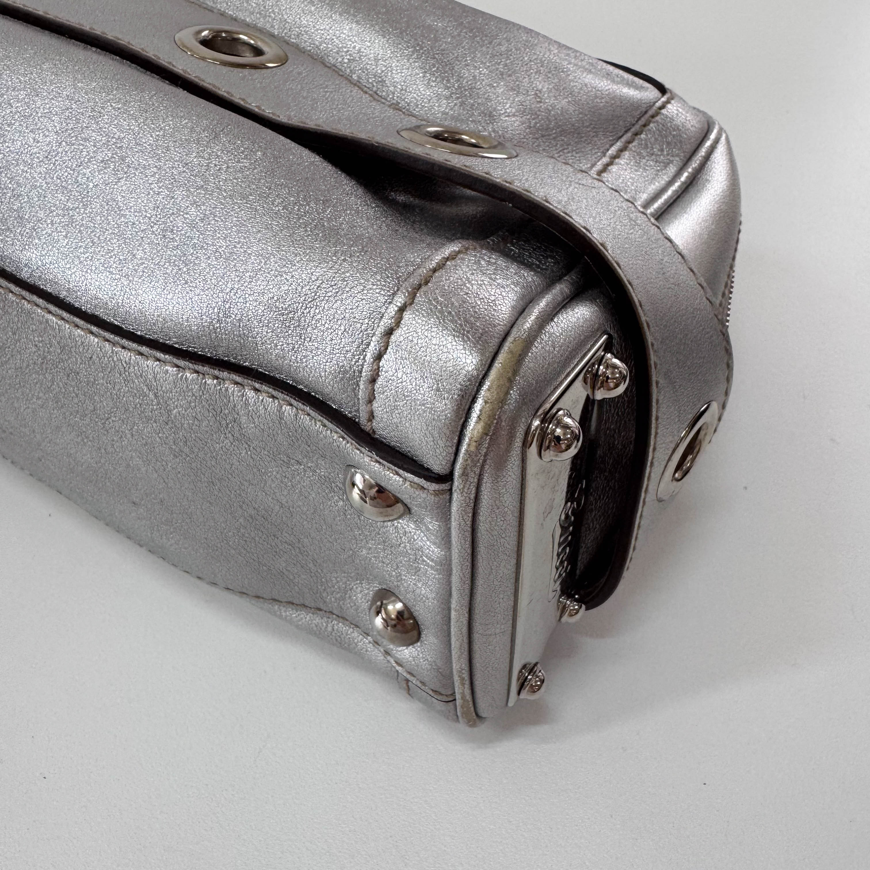 Metallic Silver Leather Bag