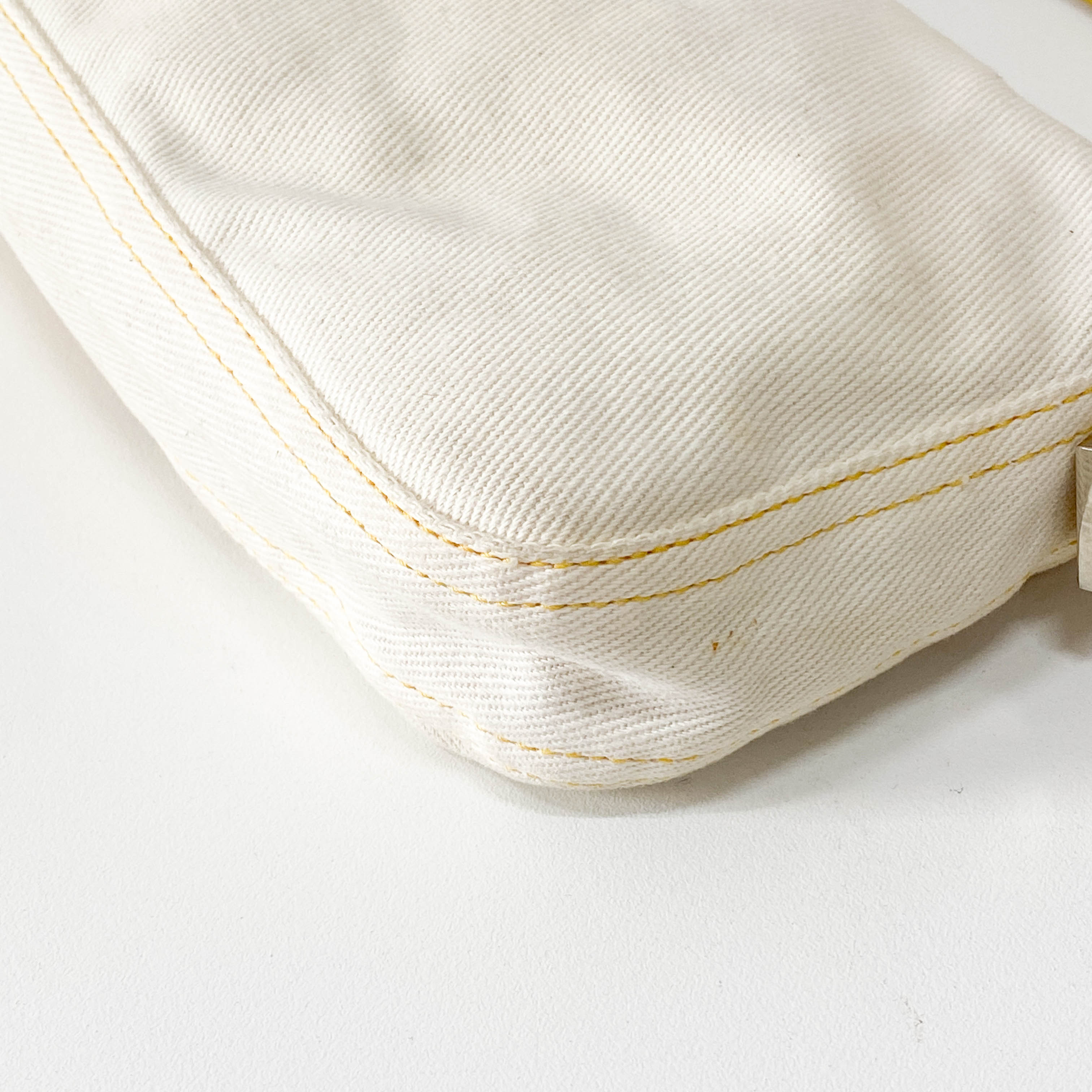Baguette Cotton Canvas & Yellow Leather Shoulder Bag