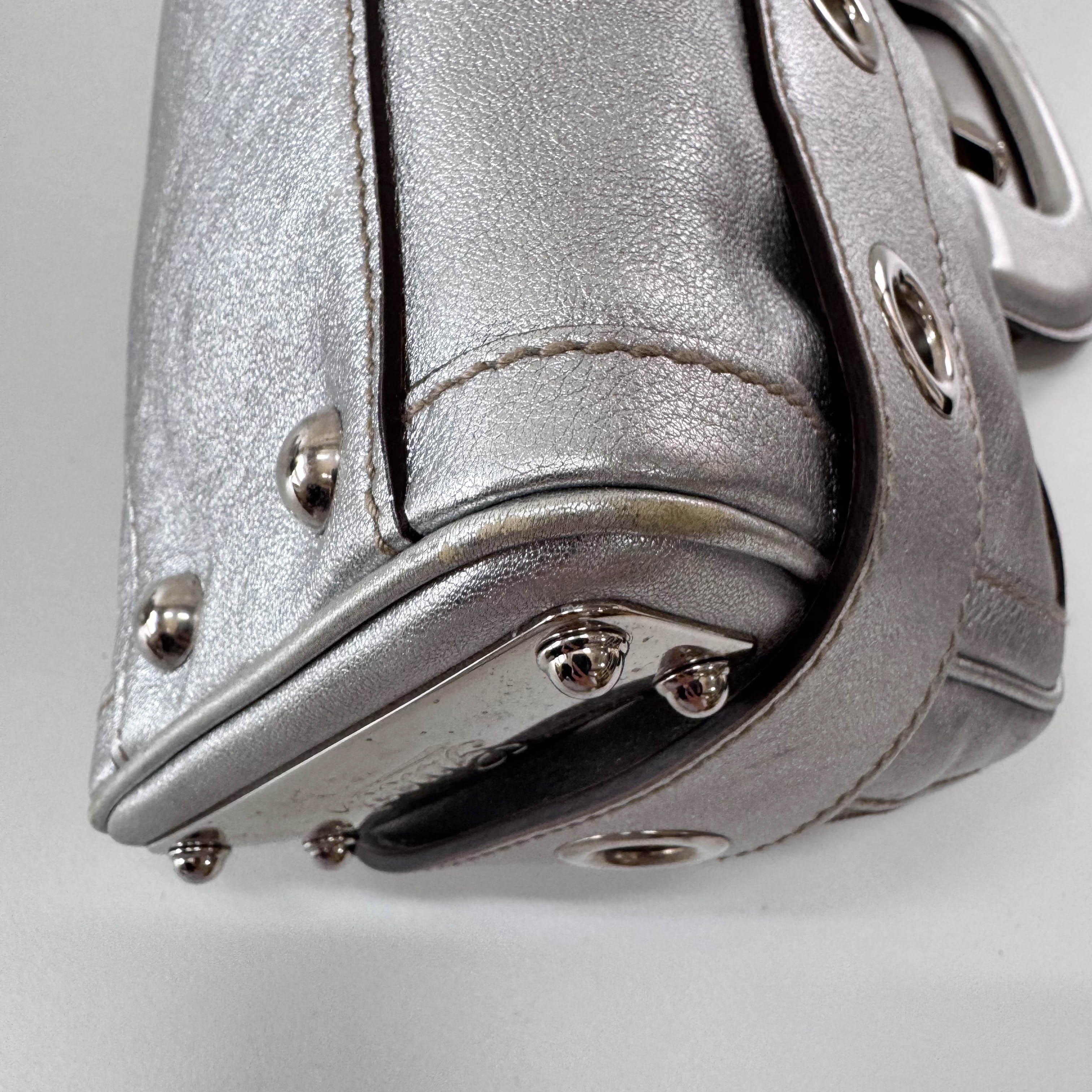 Metallic Silver Leather Bag