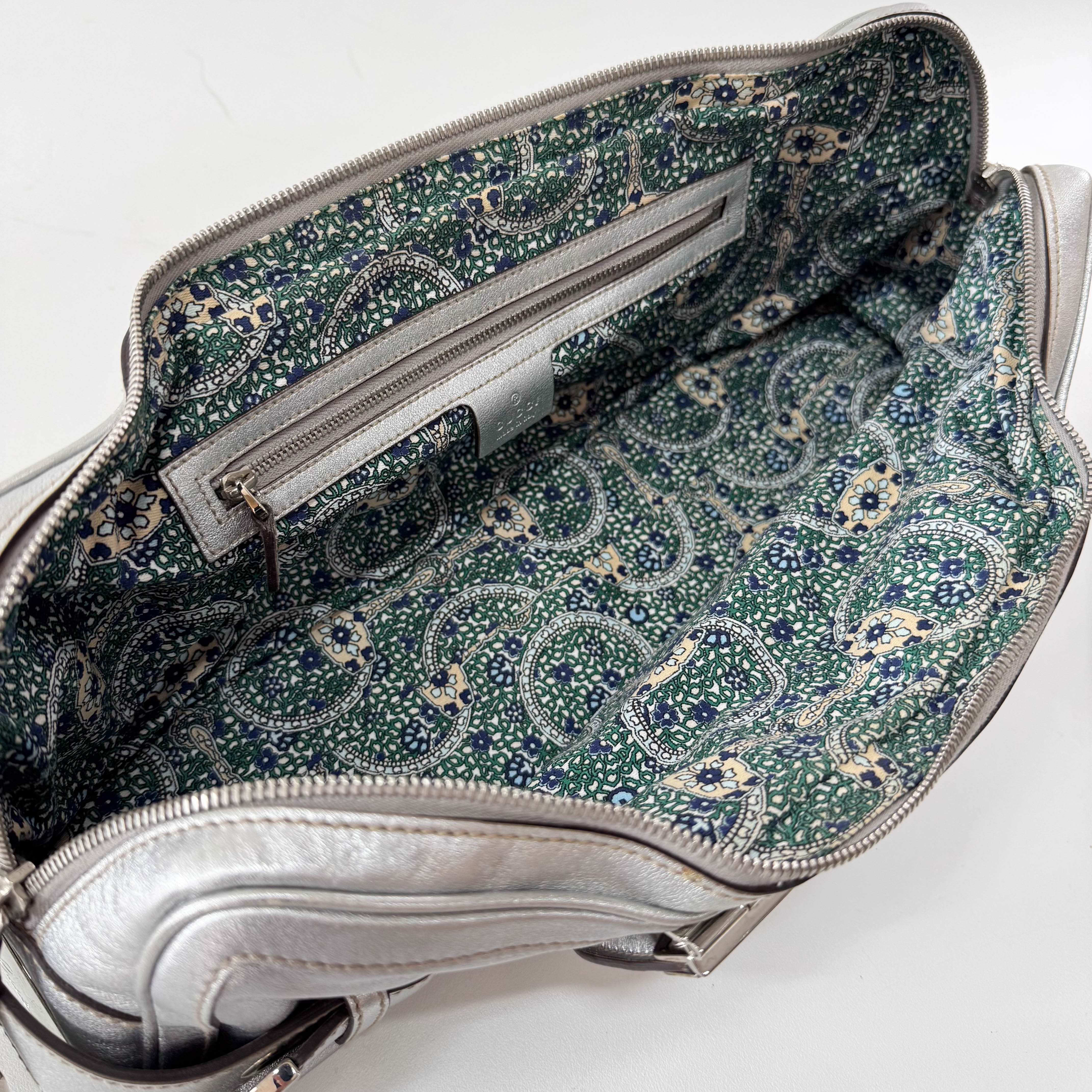 Metallic Silver Leather Bag