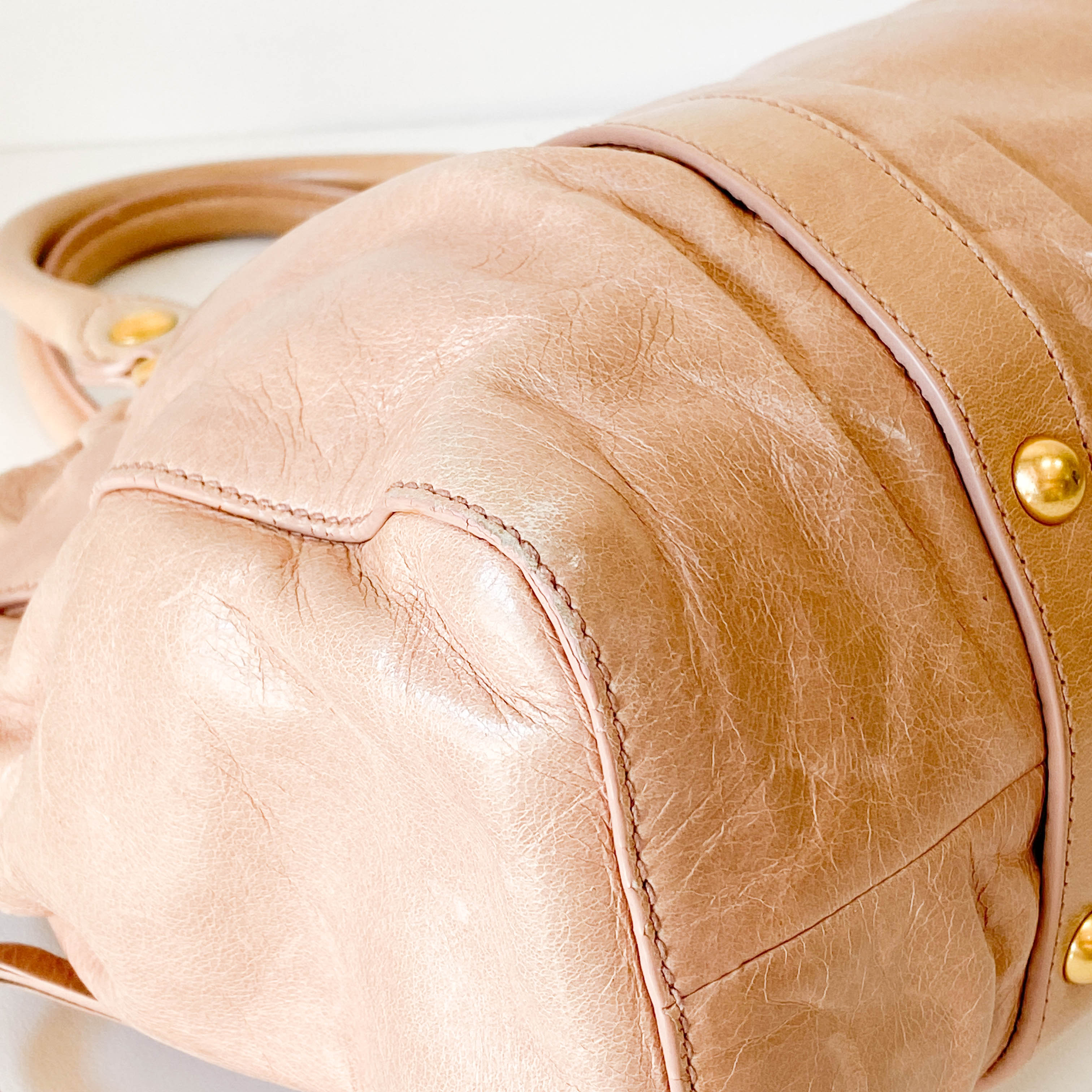 Vitello Pink Leather Two Way Bag