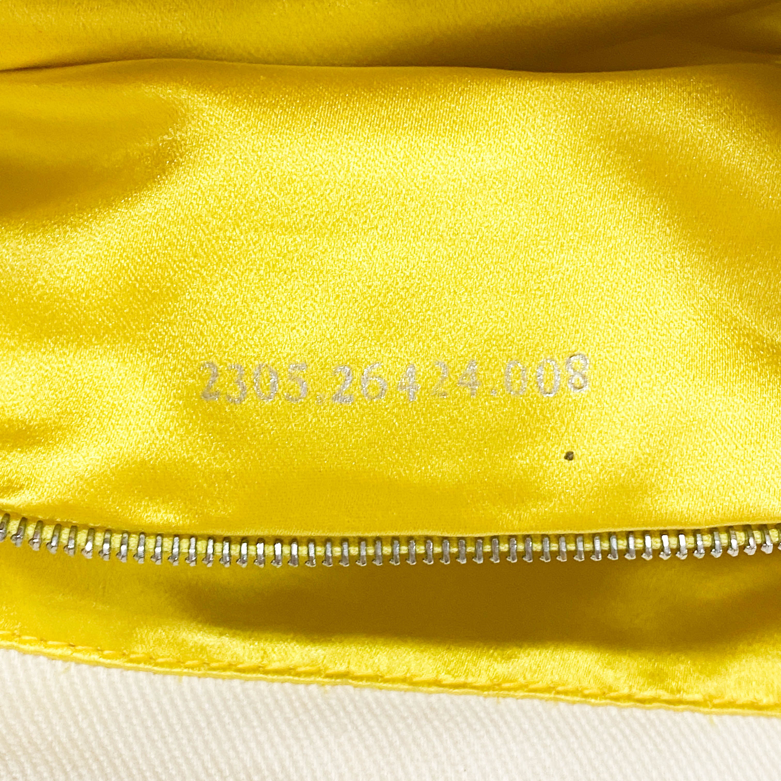 Baguette Cotton Canvas & Yellow Leather Shoulder Bag