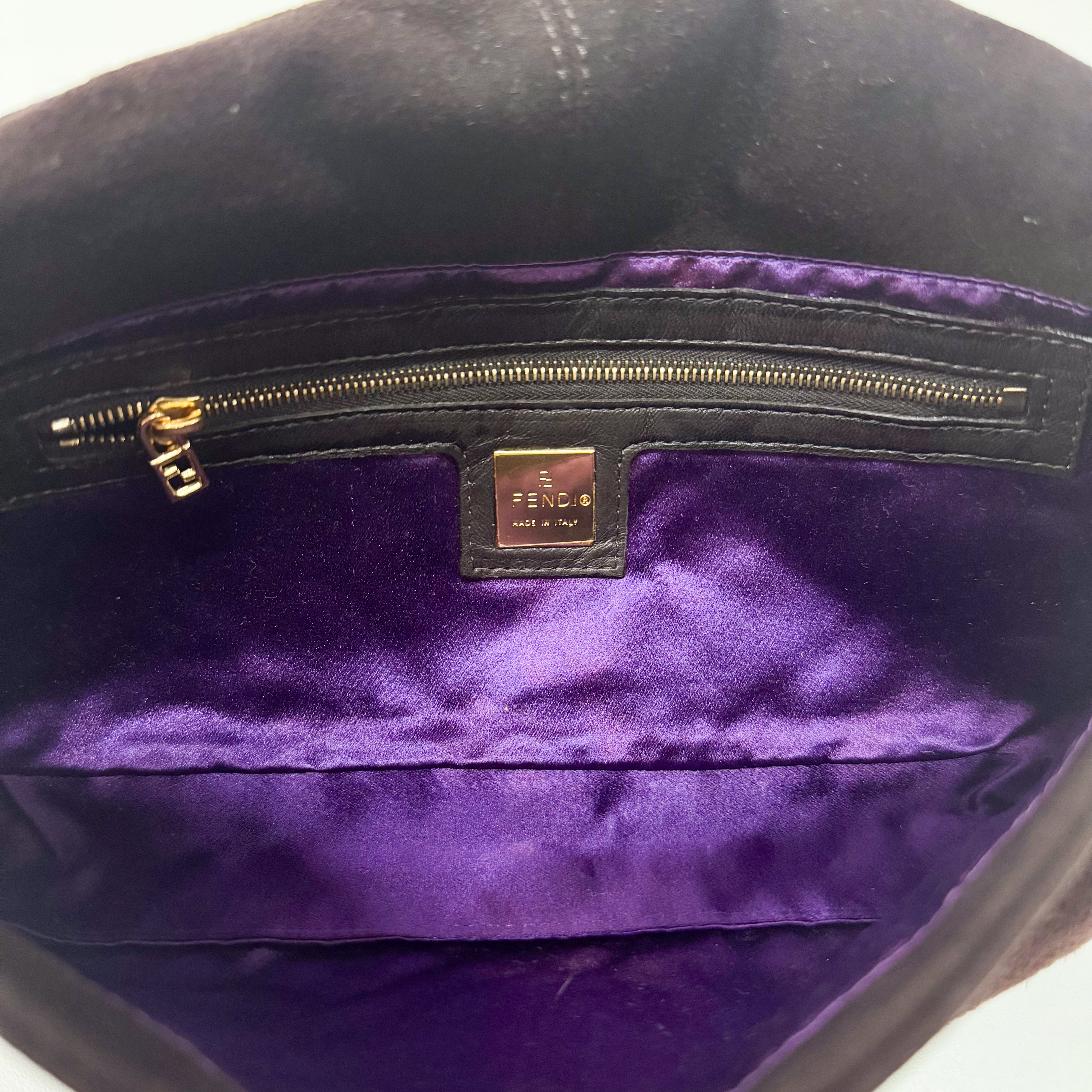 Baguette Brown Suede Shoulder Bag