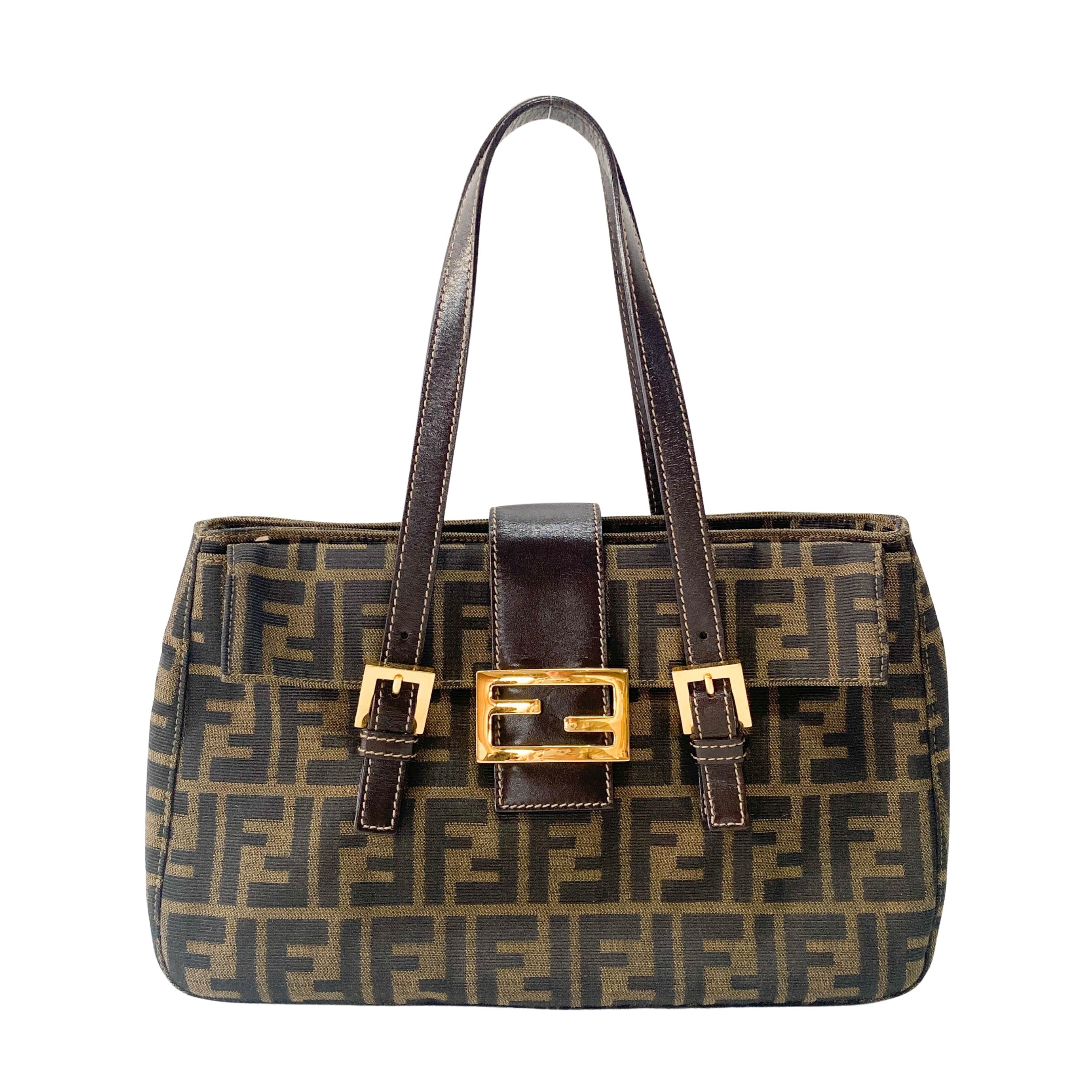 Zucca Brown Canvas Shoulder Bag