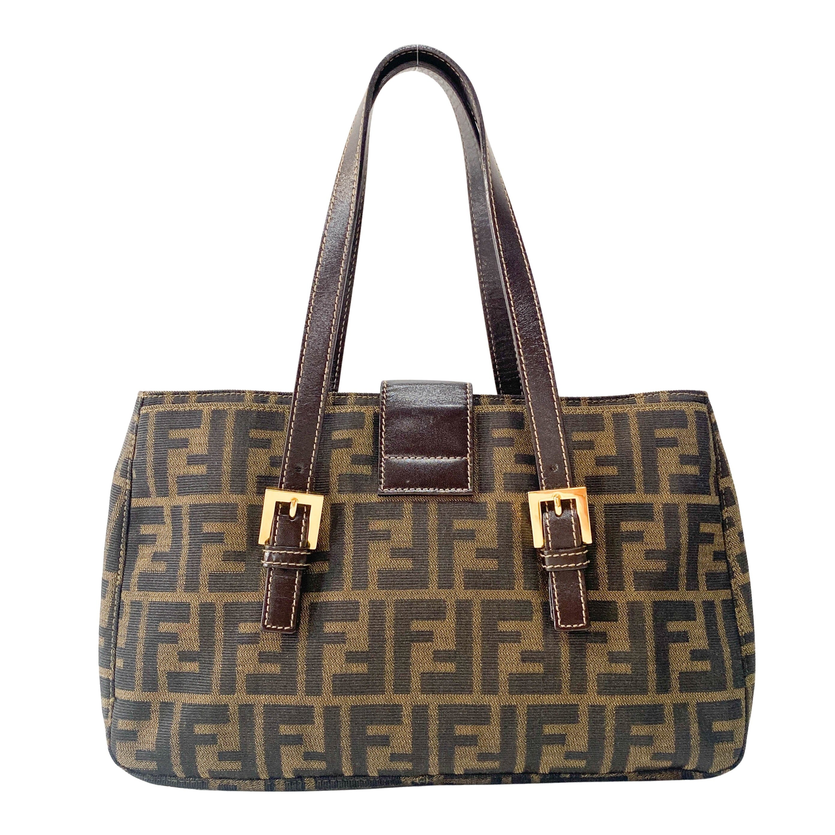 Zucca Brown Canvas Shoulder Bag