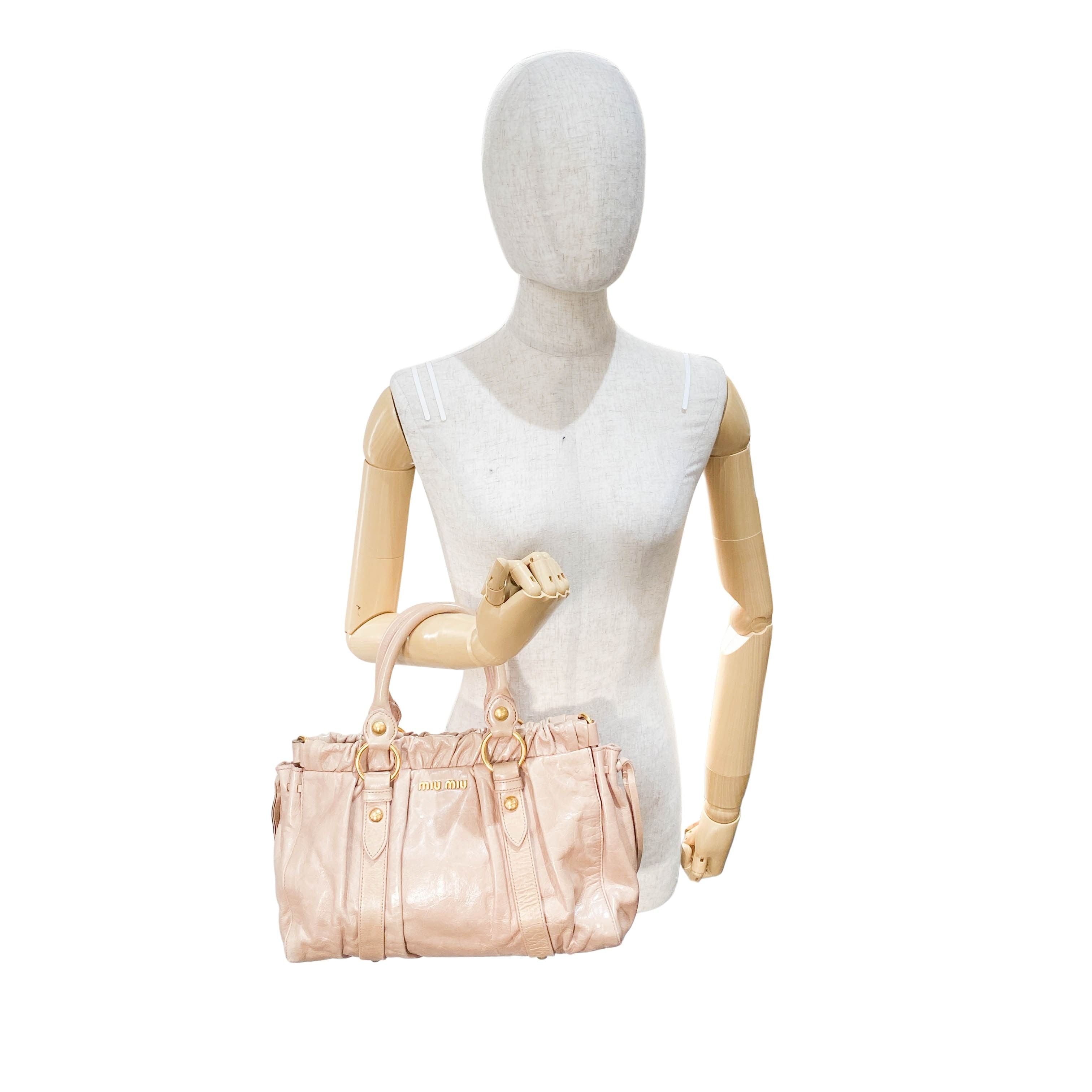 Vitello Pink Leather Two Way Bag