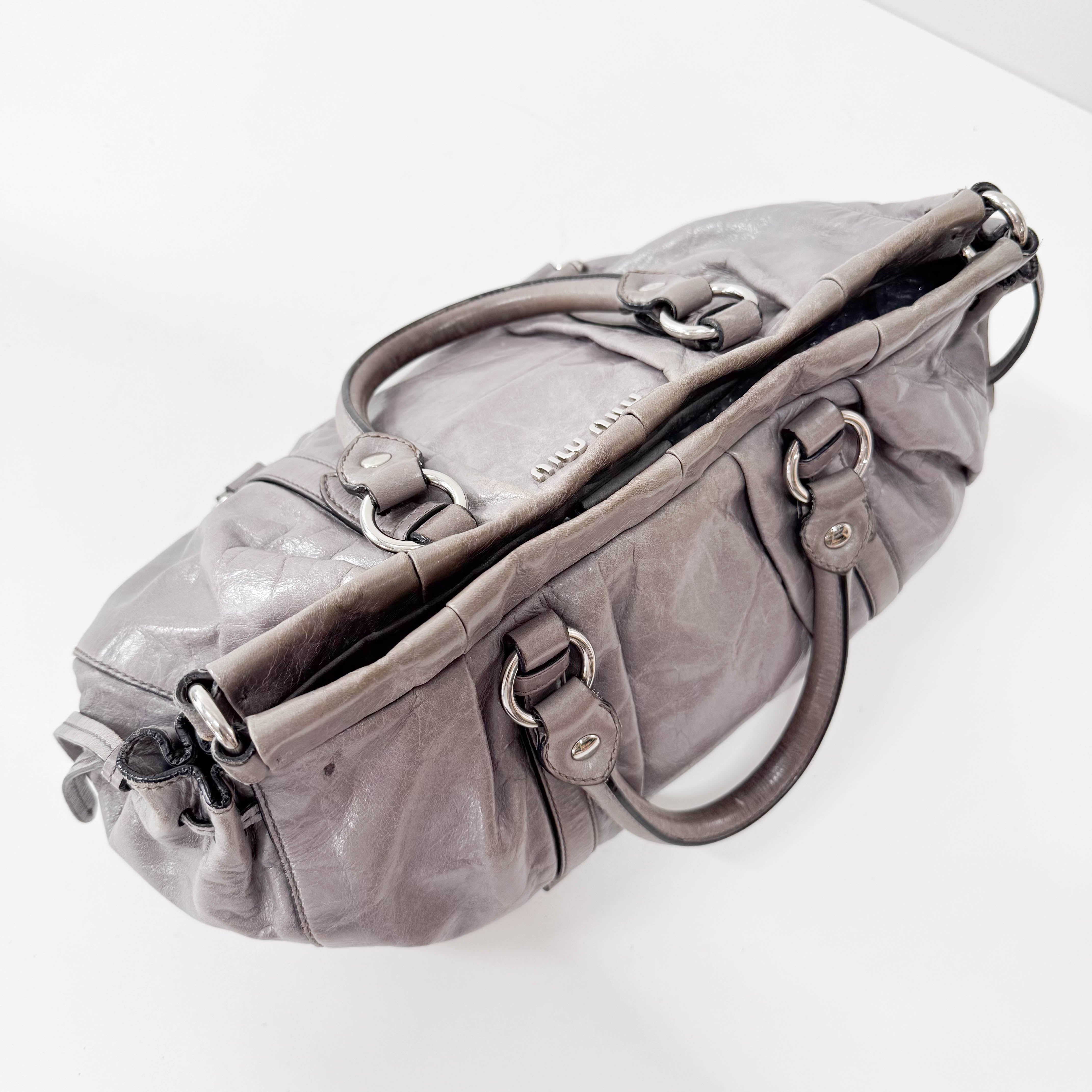 Vitello Bauletto Grey Leather Bag