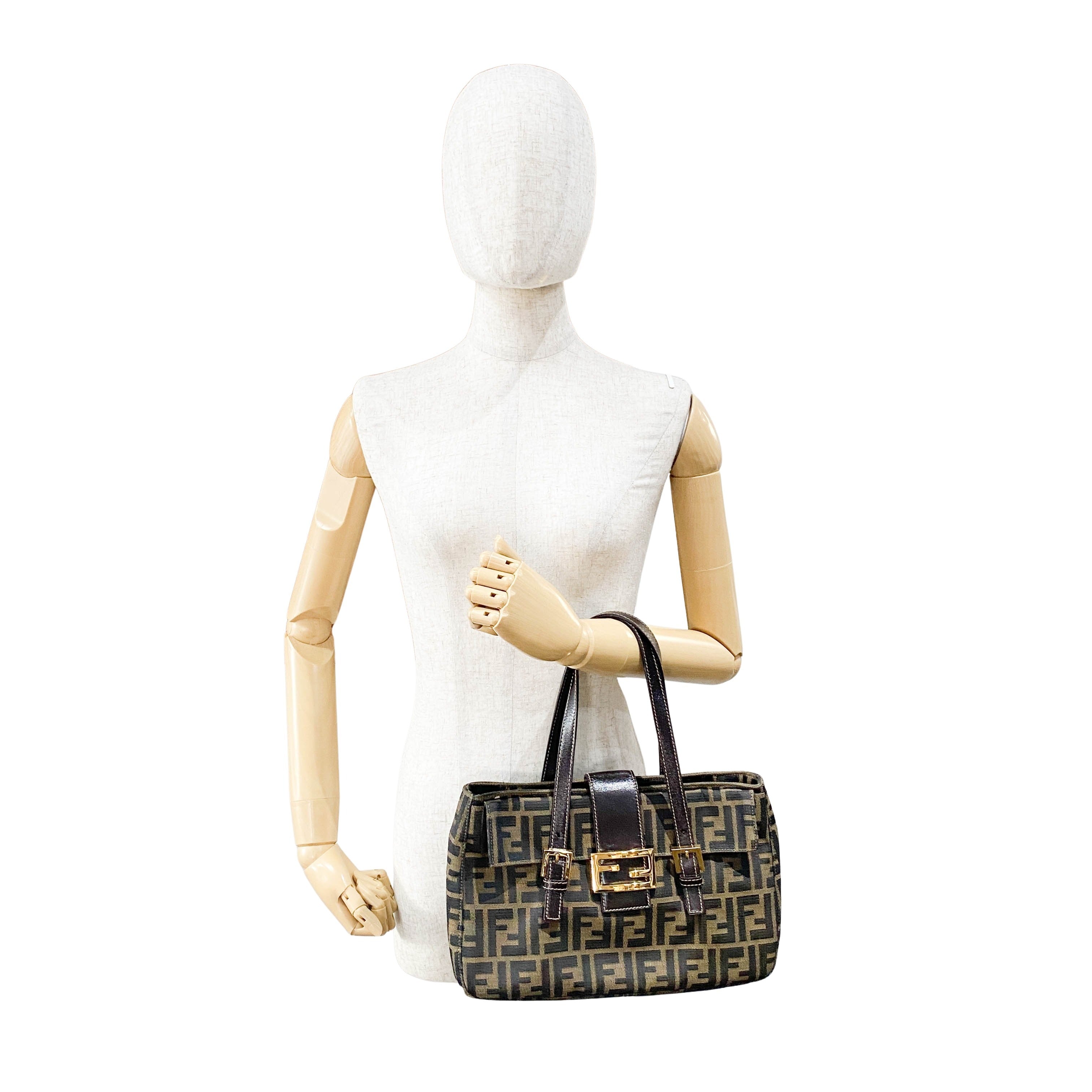 Zucca Brown Canvas Shoulder Bag