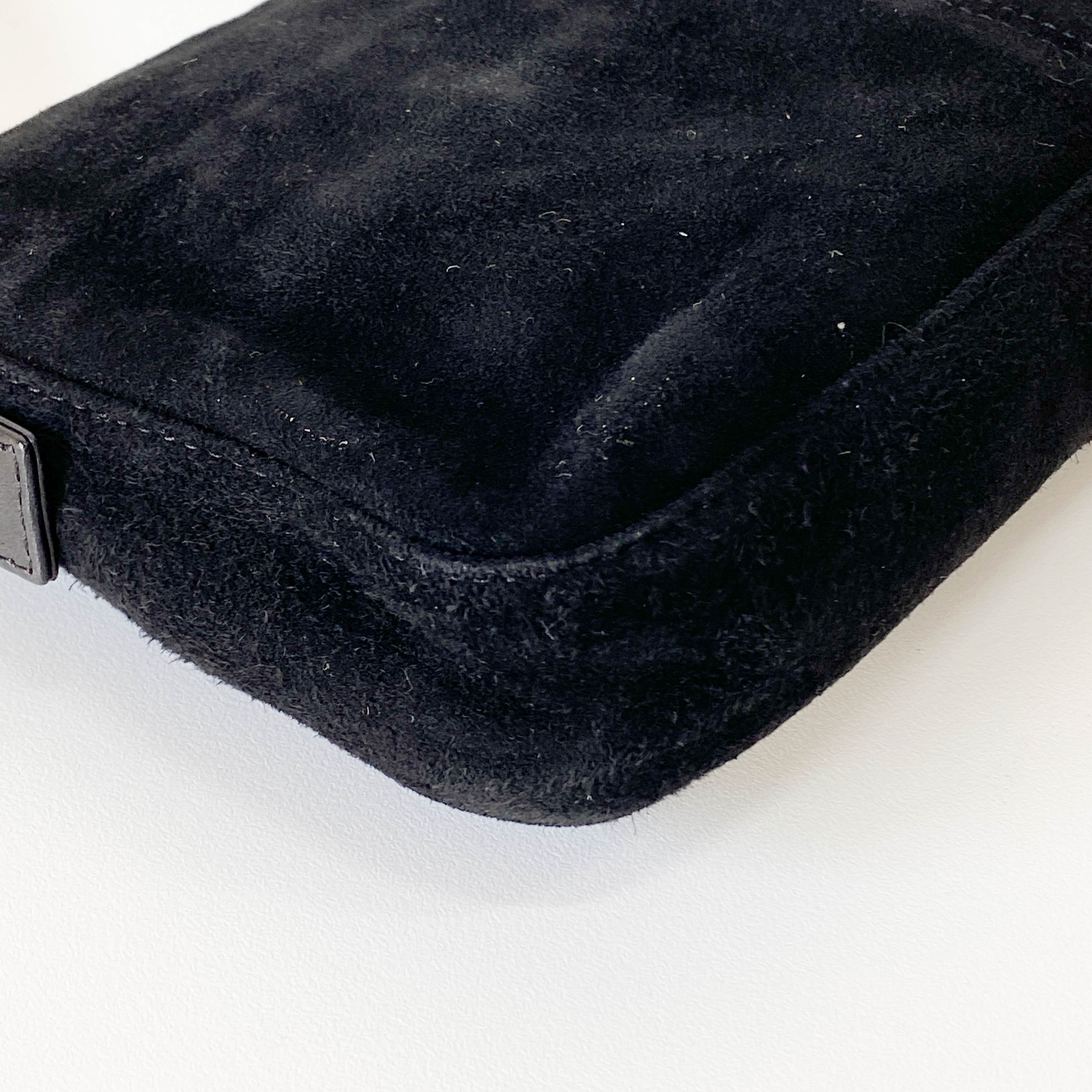 Baguette Black Suede Shoulder Bag