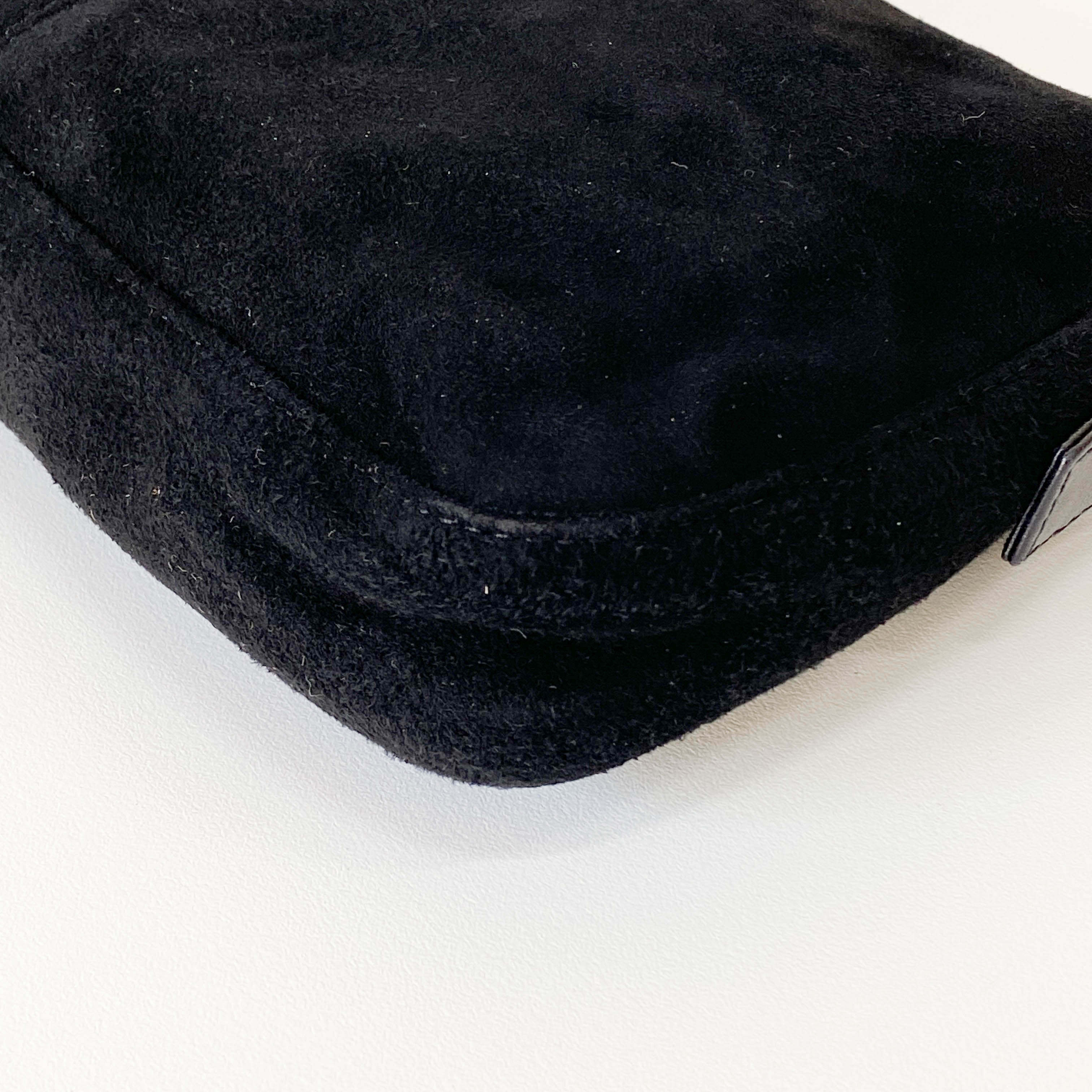 Baguette Black Suede Shoulder Bag