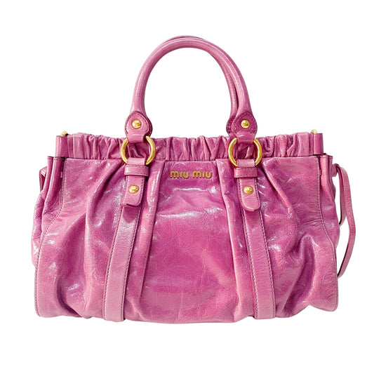 Vitello Pink Calfskin Leather Two Way Bag