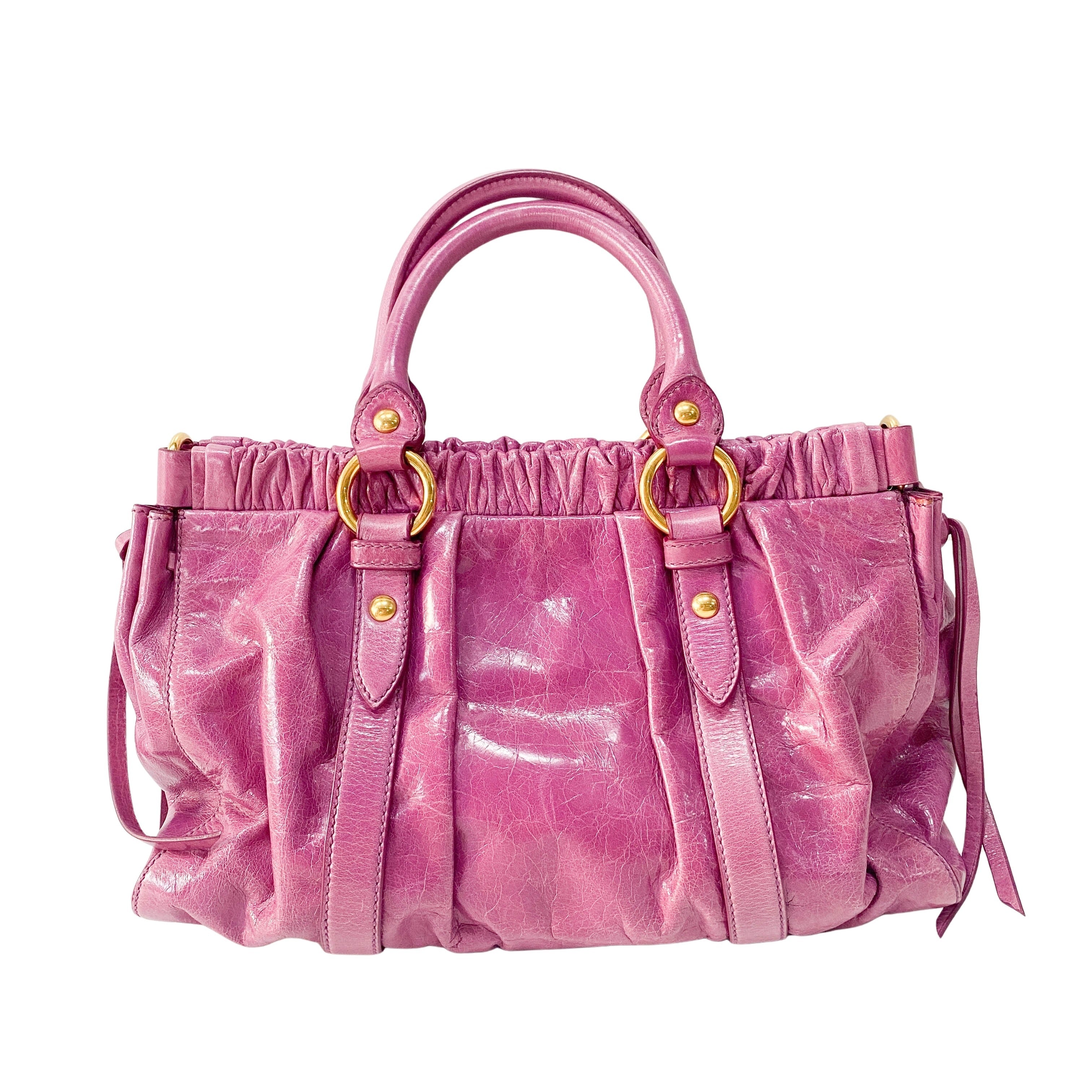 Vitello Pink Calfskin Leather Two Way Bag