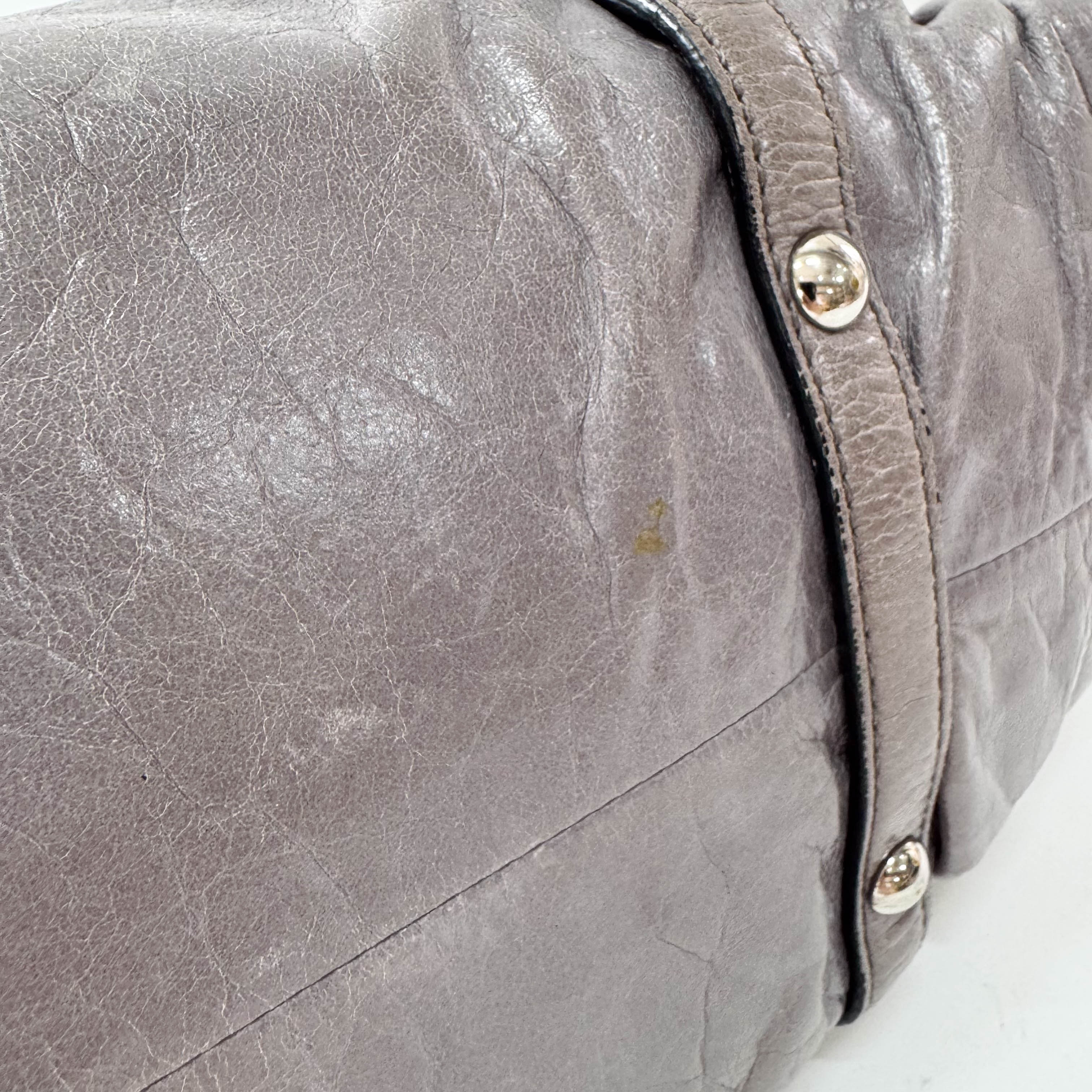 Vitello Bauletto Grey Leather Bag