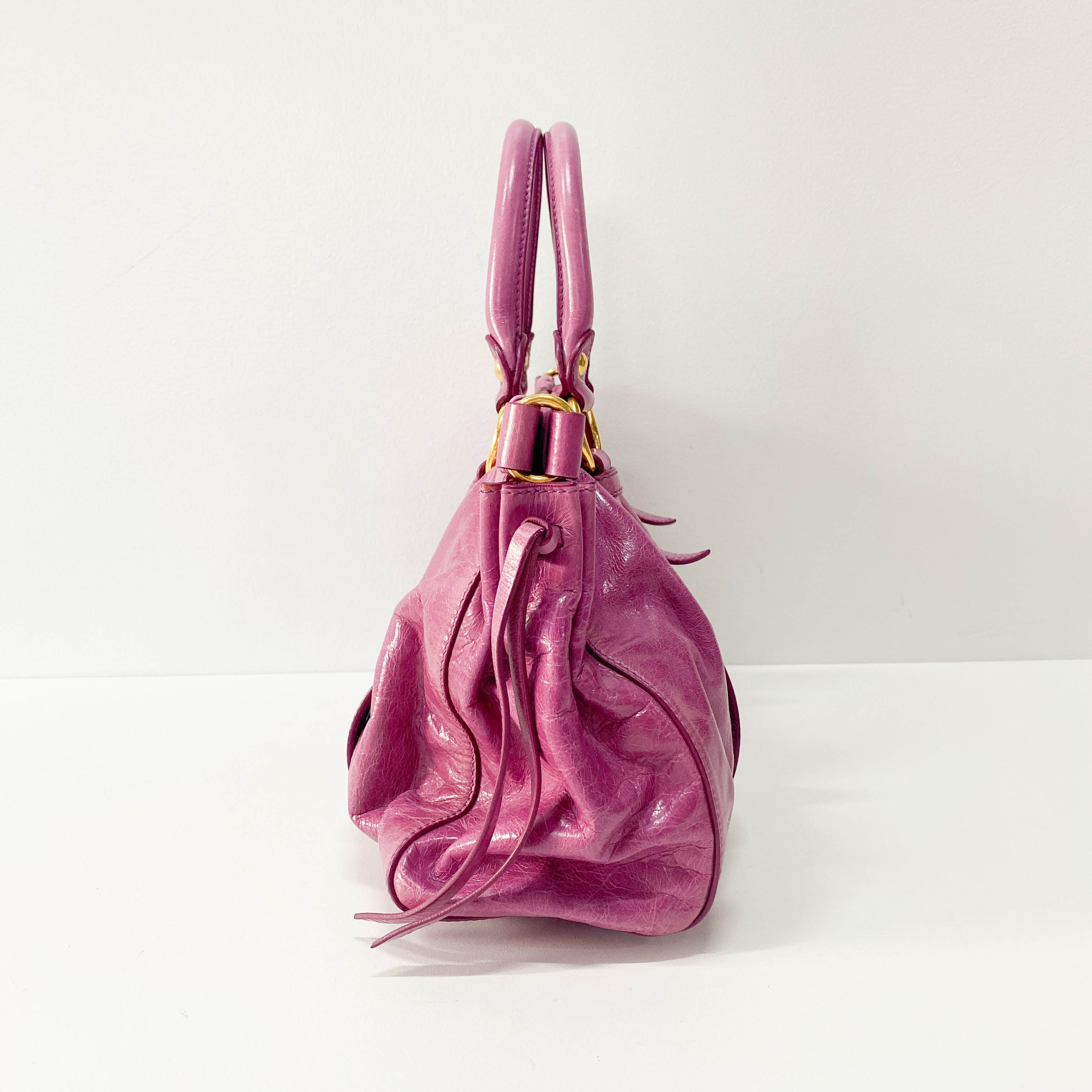 Vitello Pink Calfskin Leather Two Way Bag