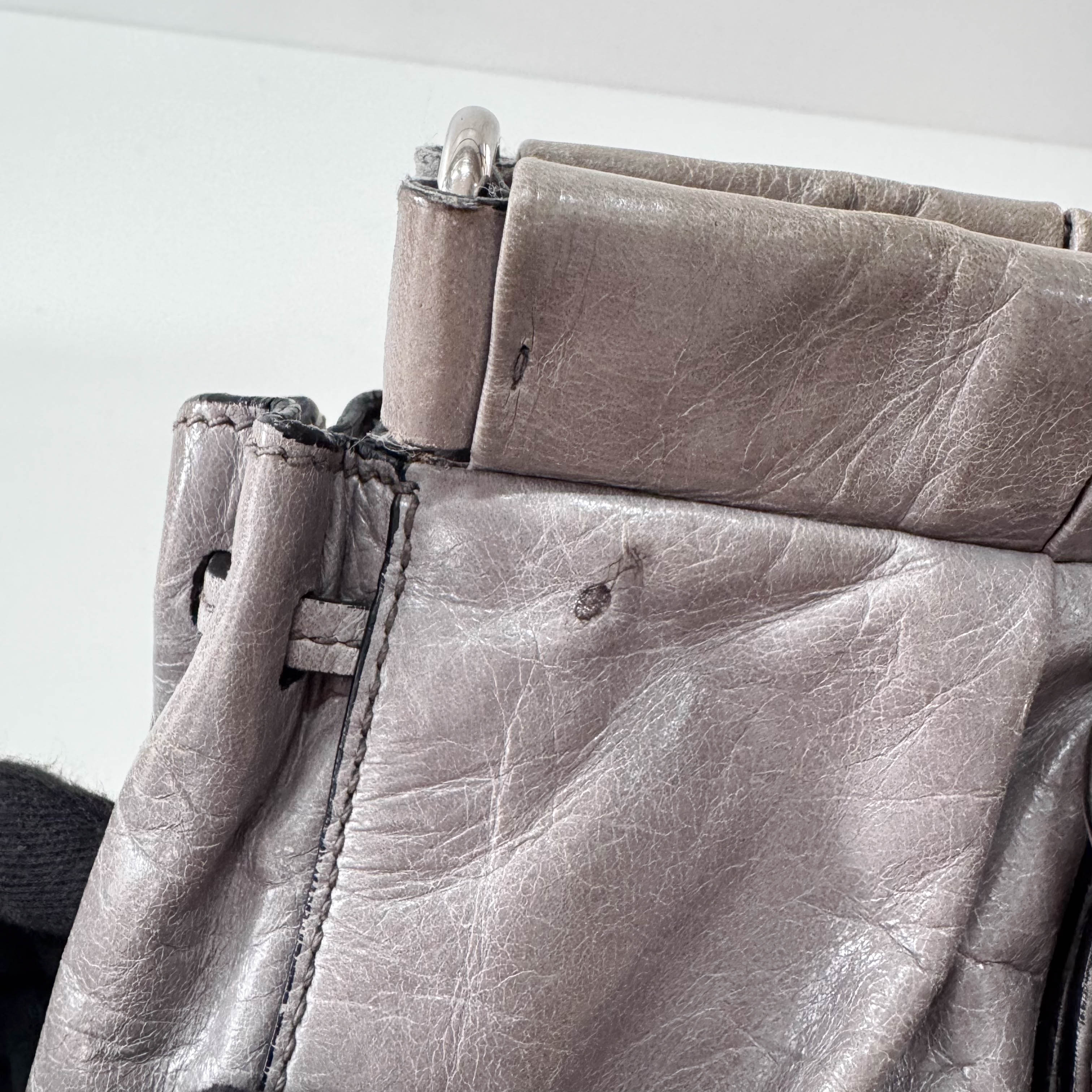 Vitello Bauletto Grey Leather Bag