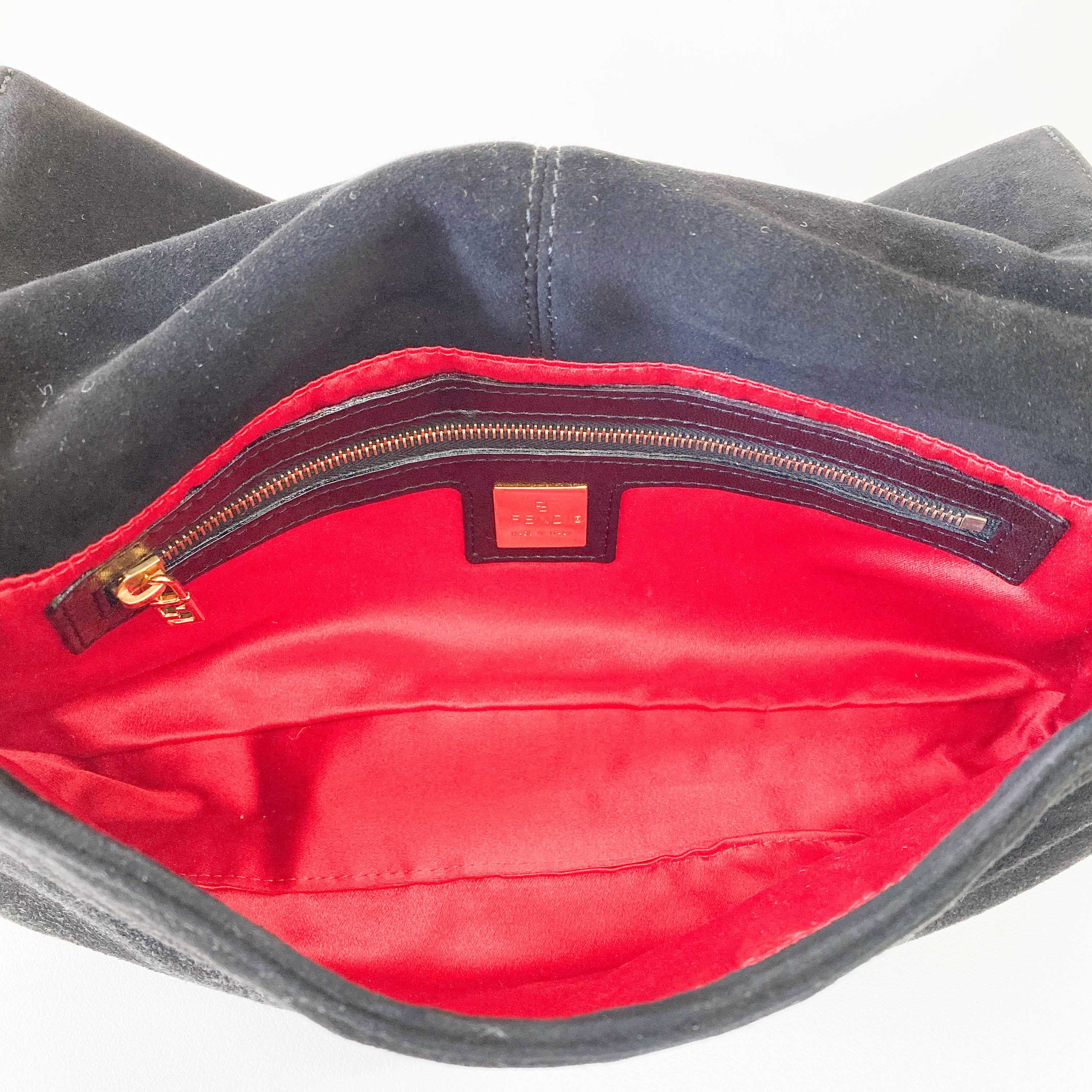 Baguette Black Suede Shoulder Bag