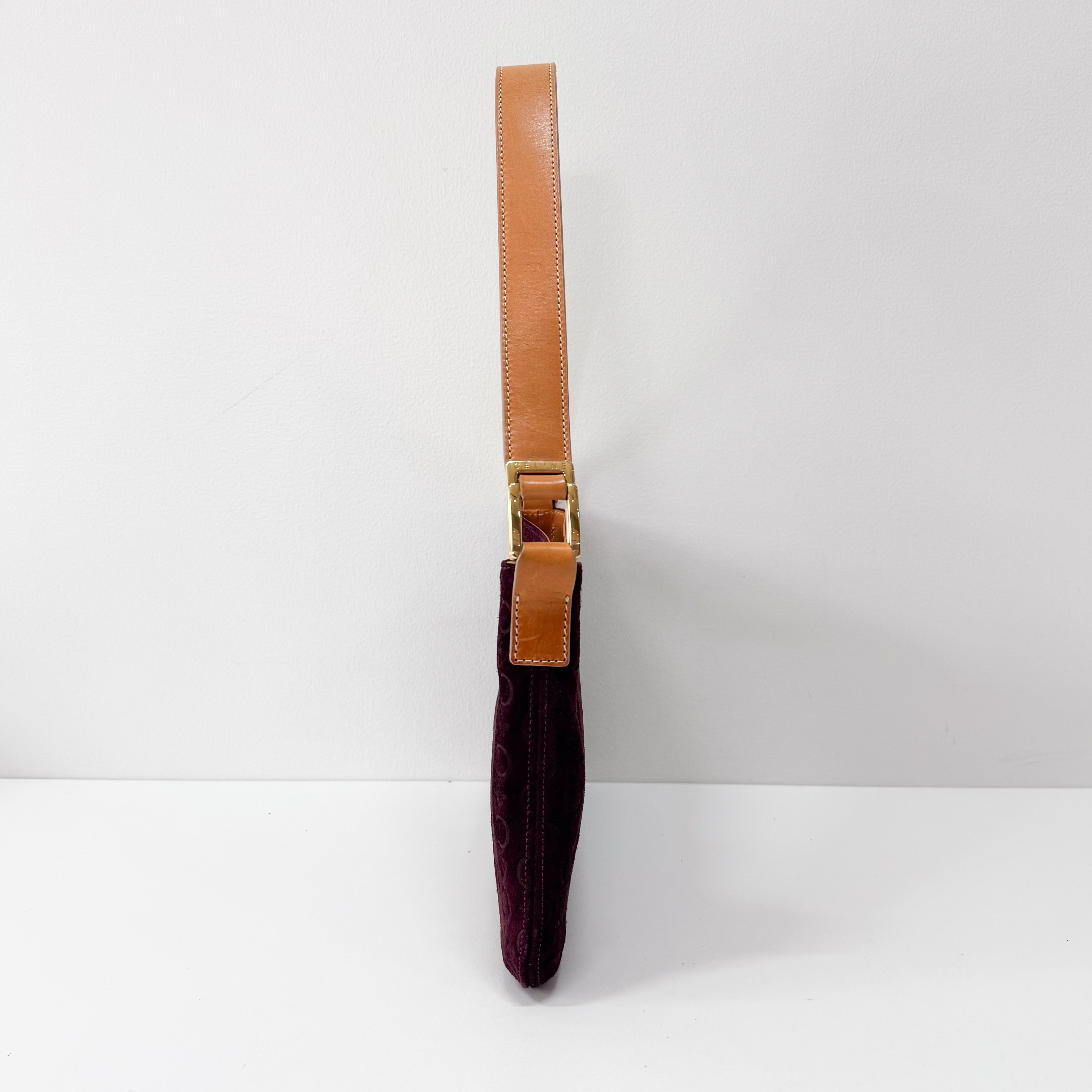 Vintage Red Suede Shoulder Bag