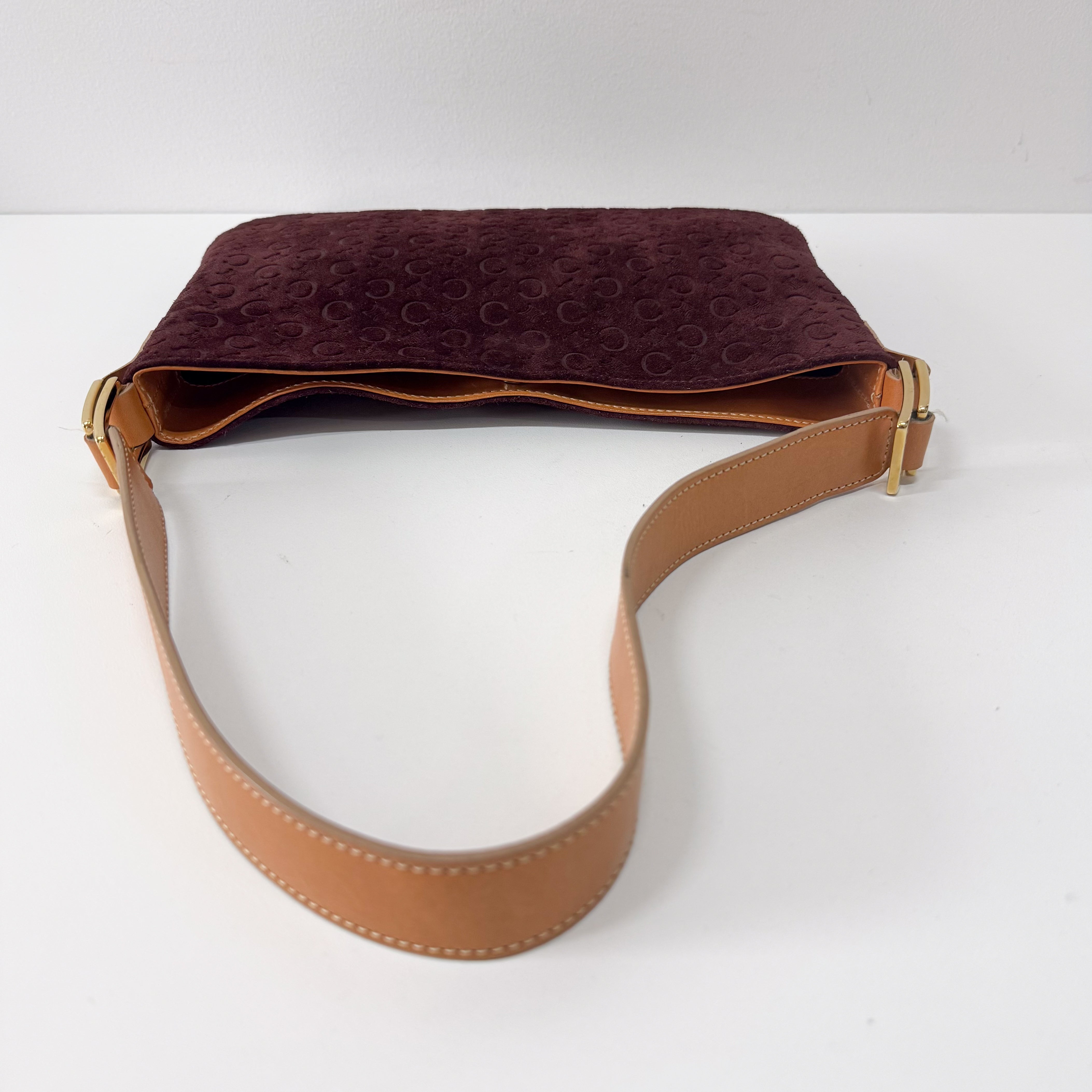 Vintage Red Suede Shoulder Bag