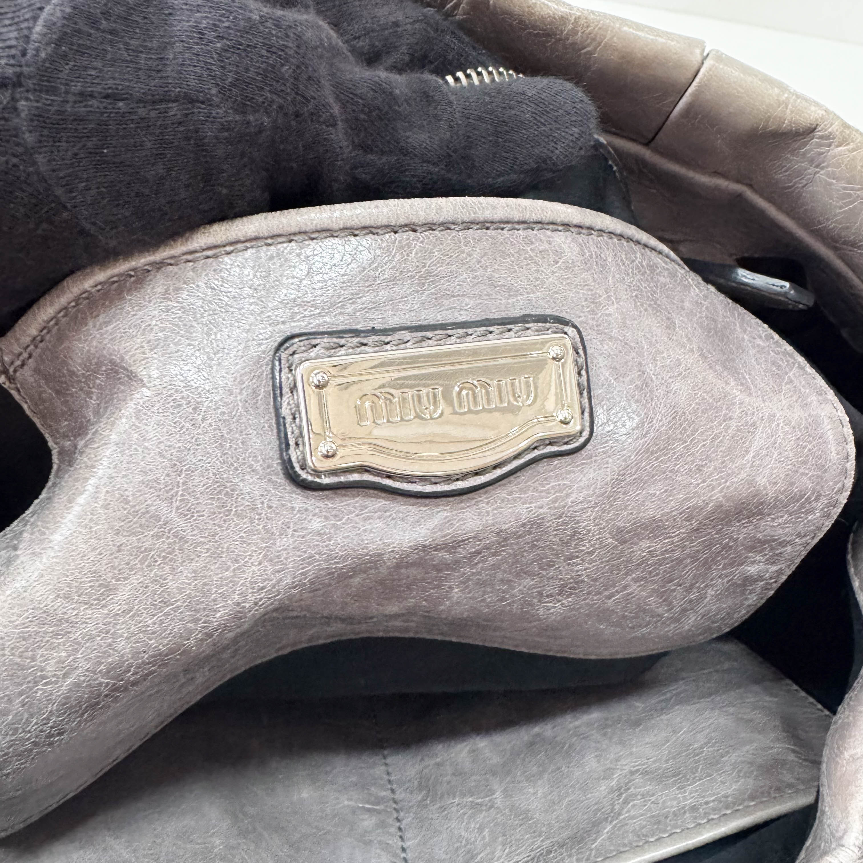 Vitello Bauletto Grey Leather Bag