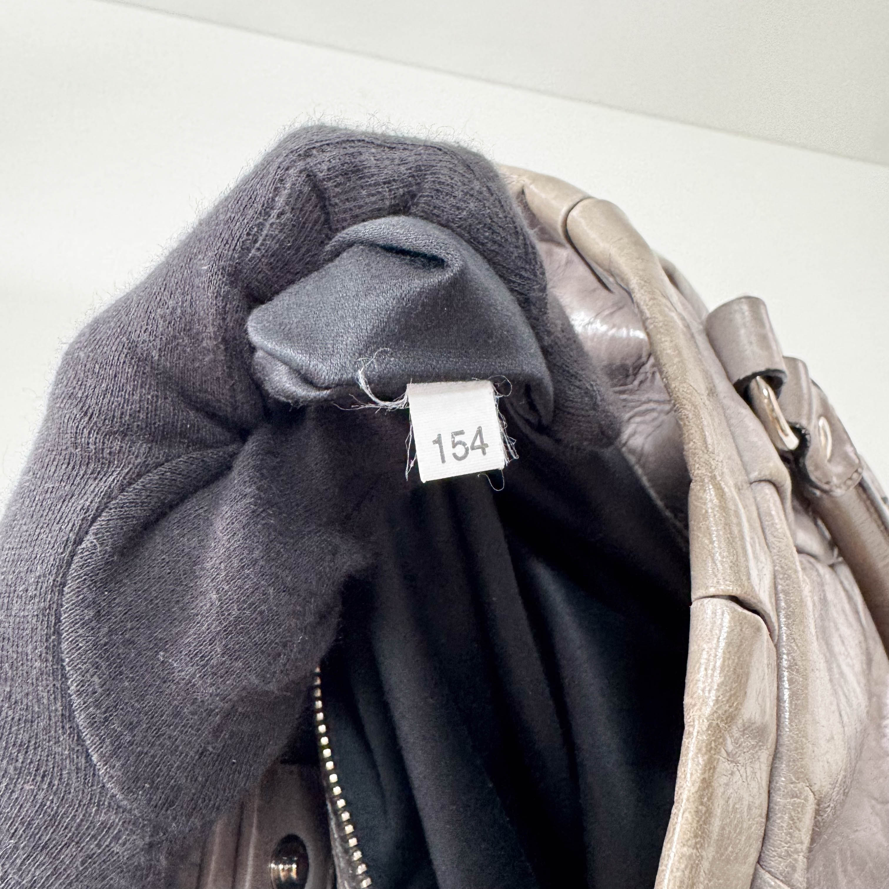 Vitello Bauletto Grey Leather Bag