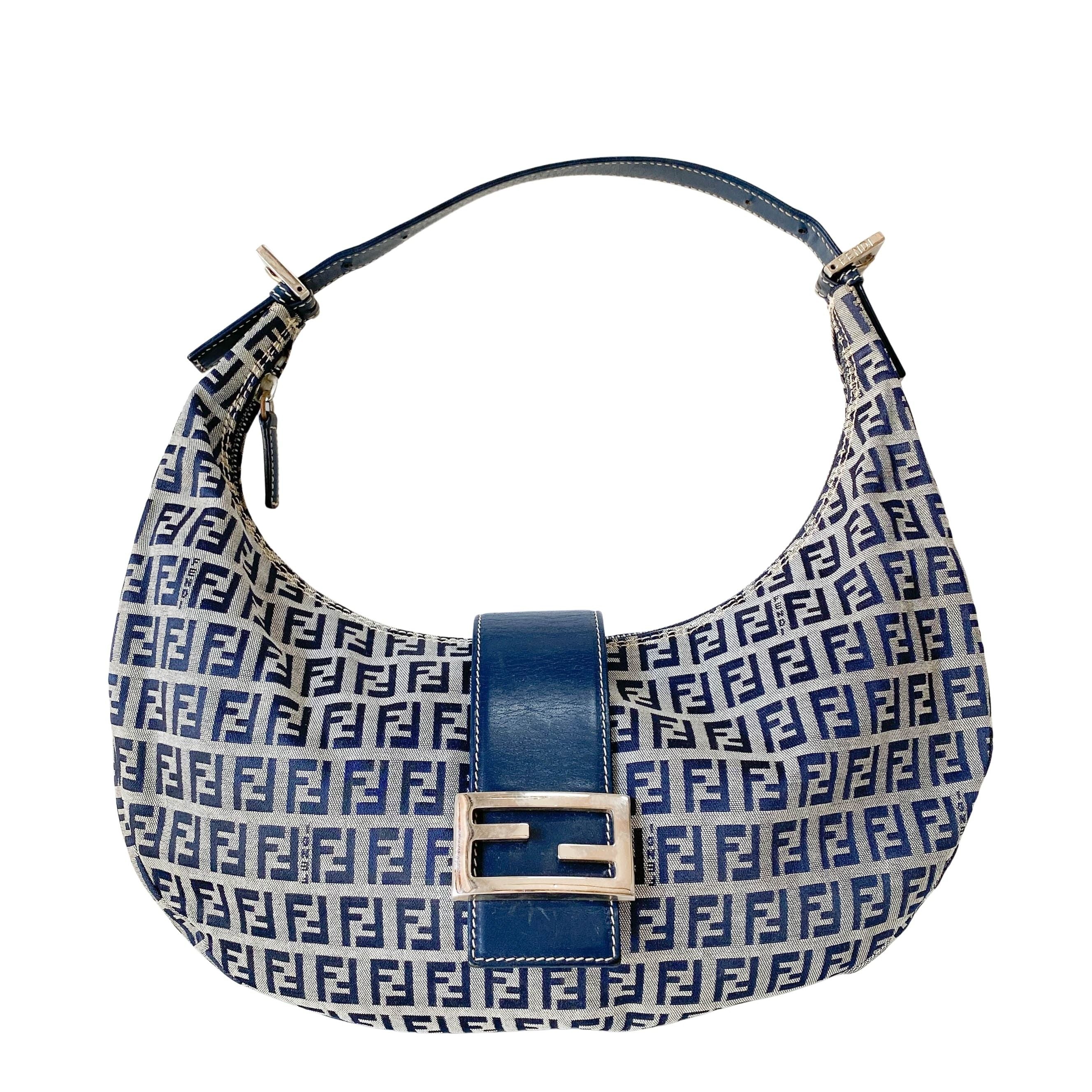 Zucchino Croissant Grey & Blue Canvas Shoulder Bag