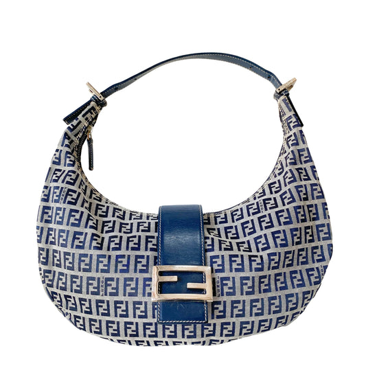 Zucchino Croissant Grey & Blue Canvas Shoulder Bag