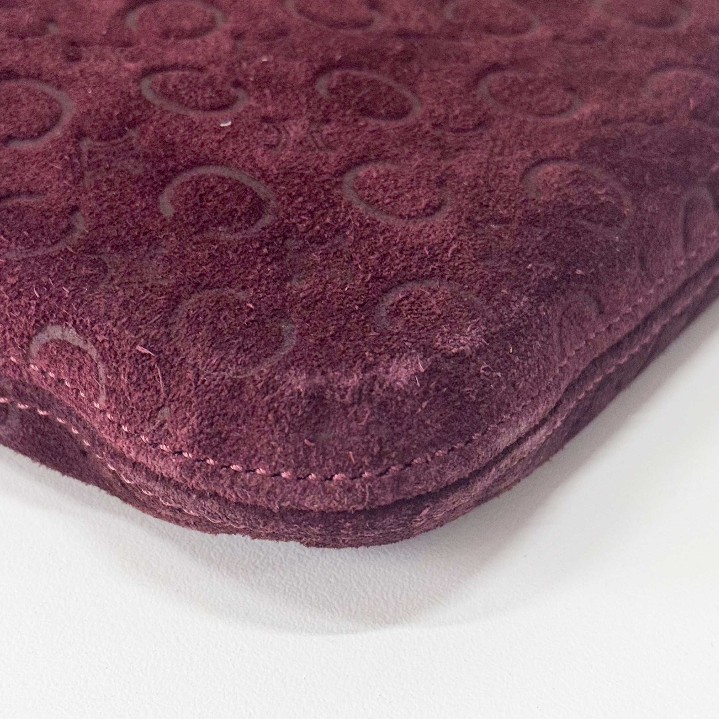 Vintage Red Suede Shoulder Bag