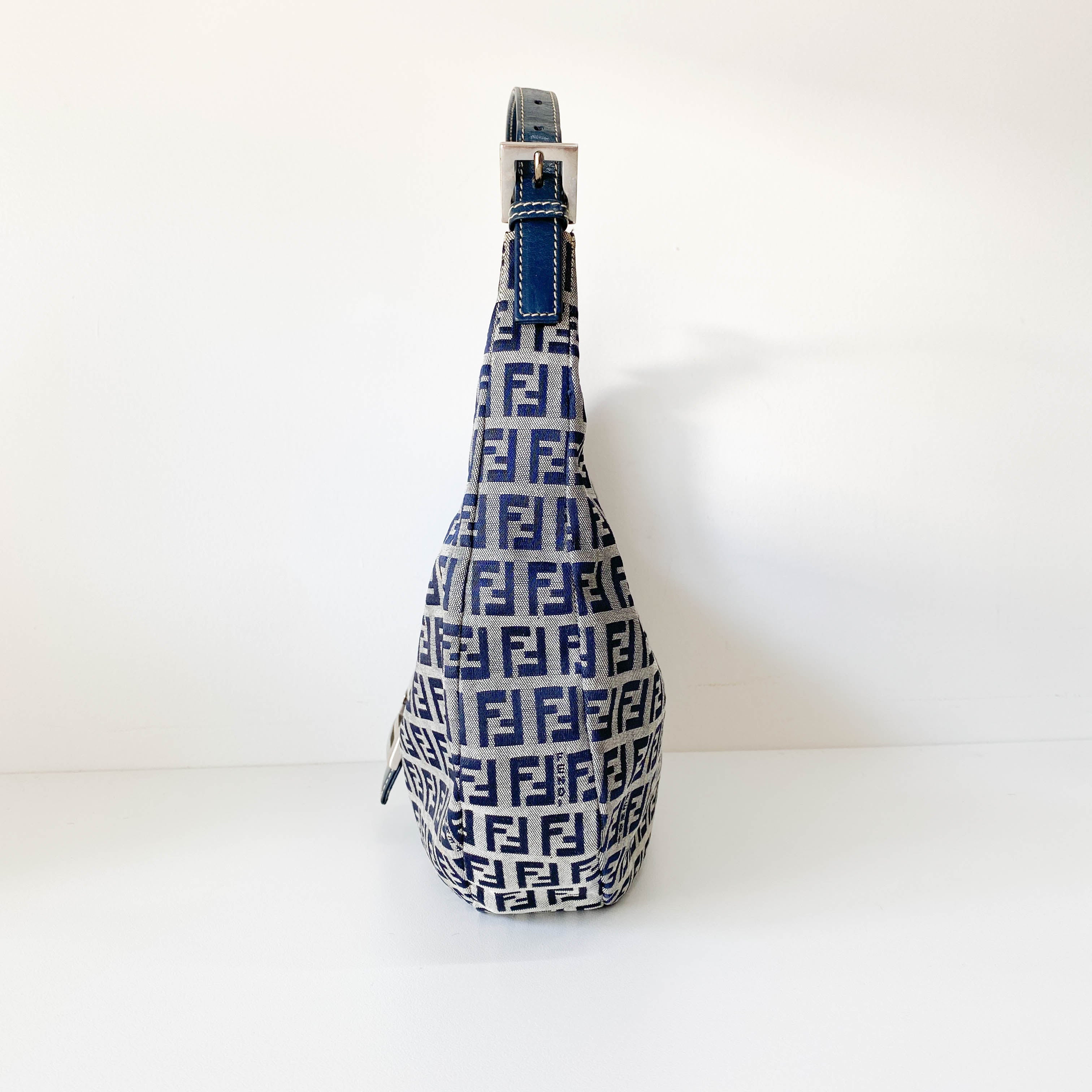 Zucchino Croissant Grey & Blue Canvas Shoulder Bag