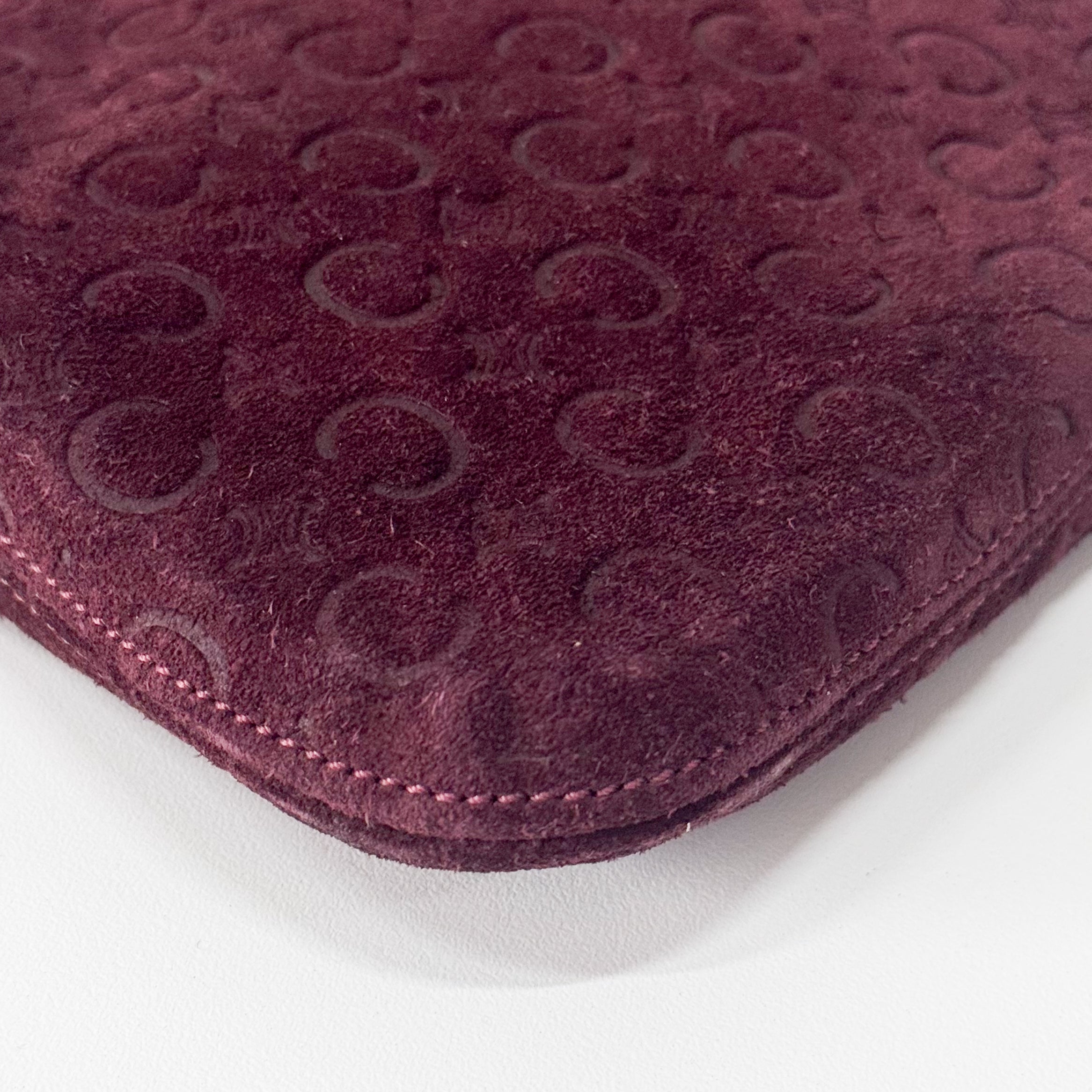 Vintage Red Suede Shoulder Bag