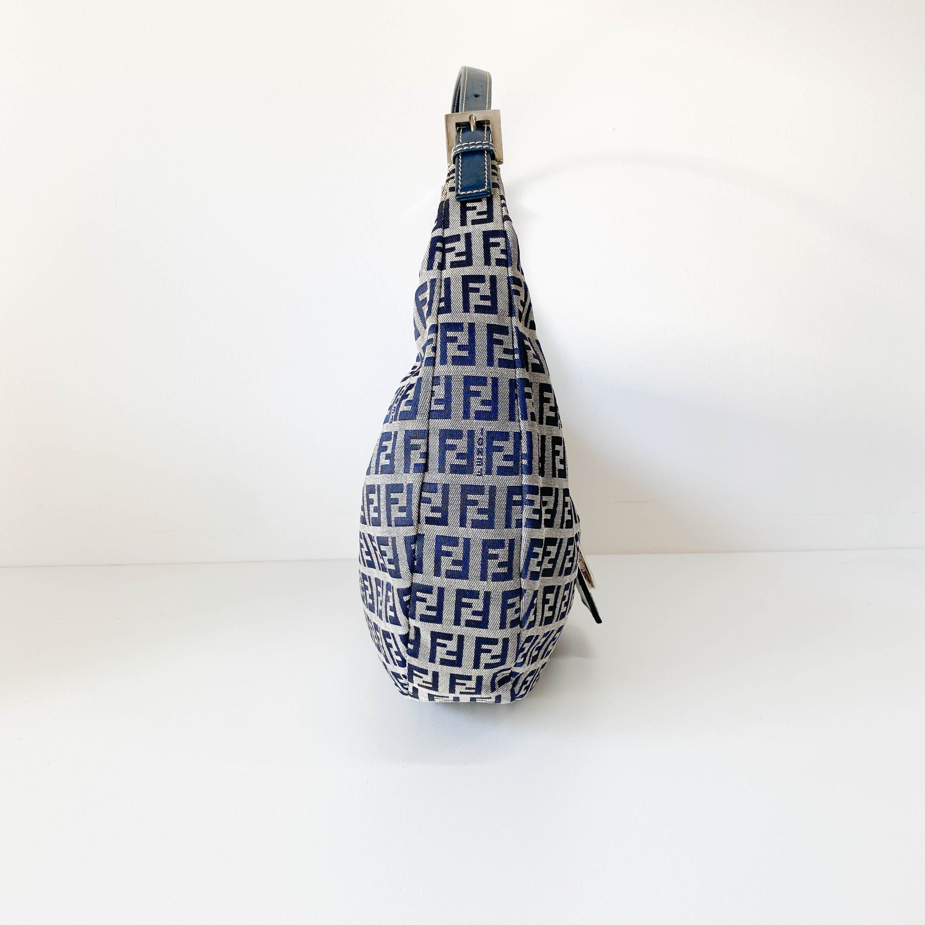 Zucchino Croissant Grey & Blue Canvas Shoulder Bag