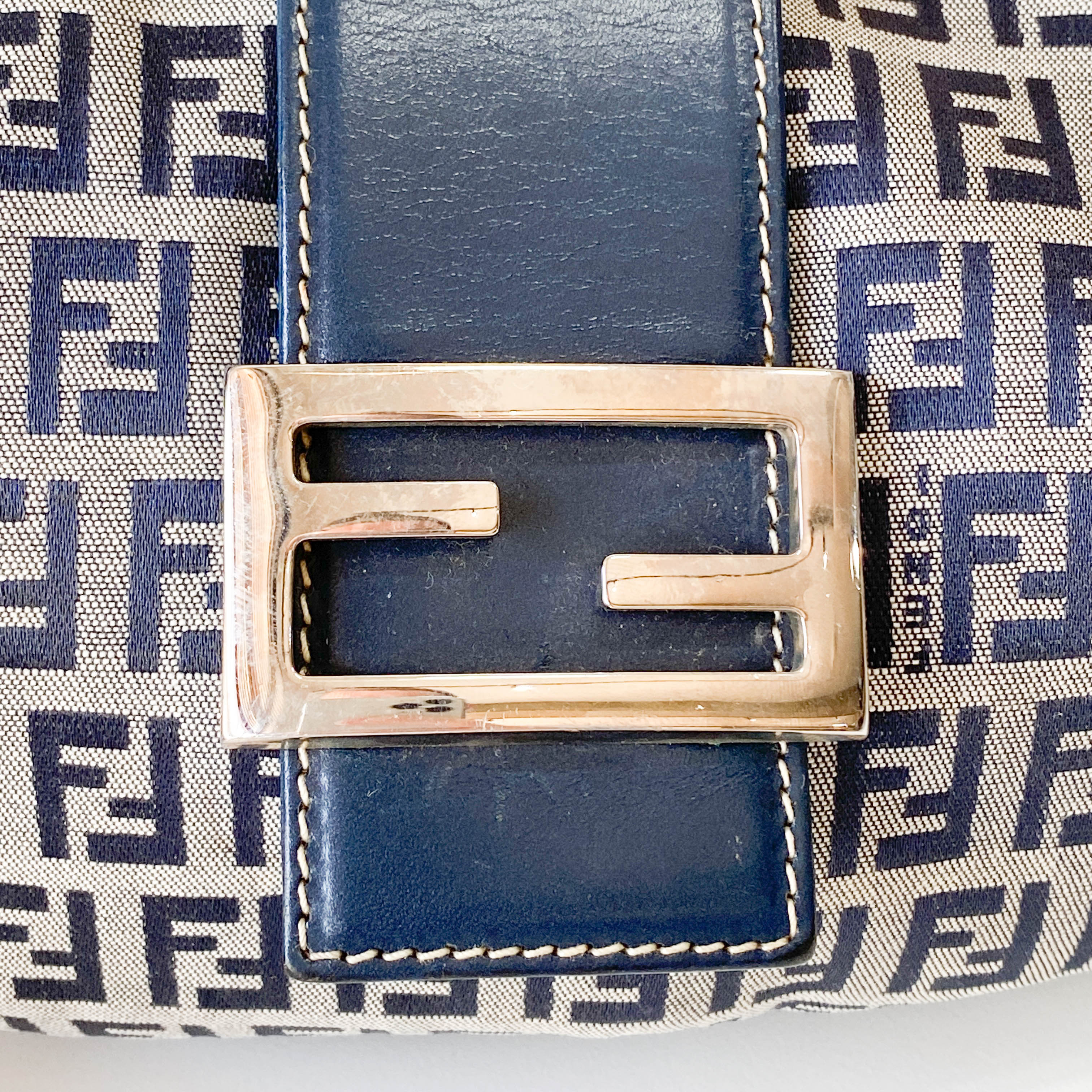 Zucchino Croissant Grey & Blue Canvas Shoulder Bag